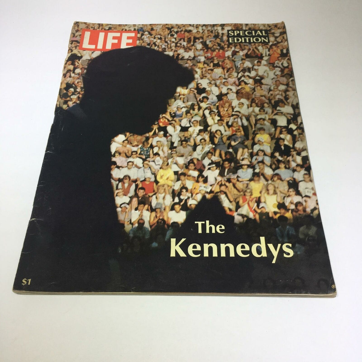 Cover of VTG Life Magazine 1968 A Special Edition About The Kennedy's, featuring a silhouette against a crowd, highlighting the legacy of the Kennedy family.