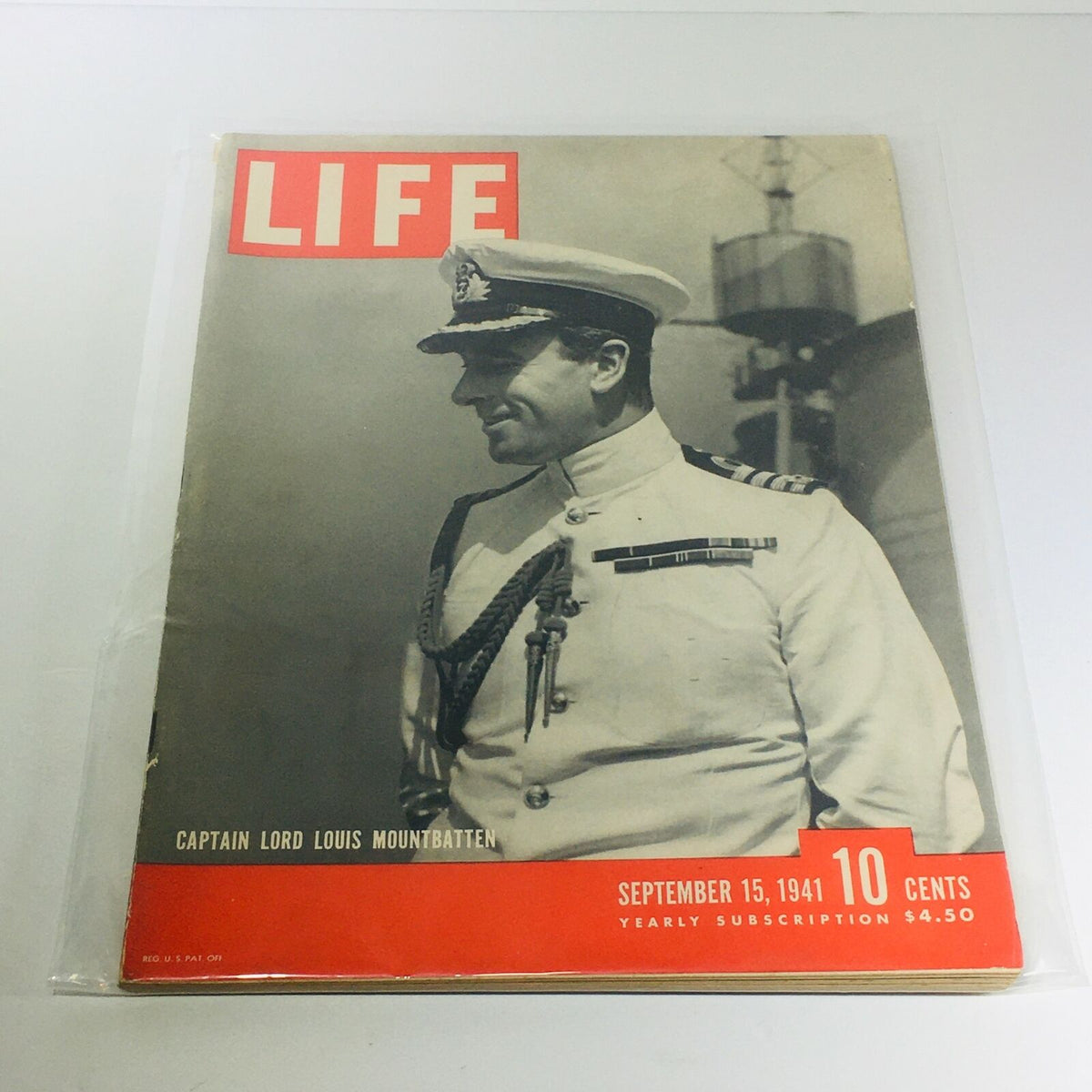 Vintage Life Magazine cover from September 15, 1941, featuring Captain Lord Louis Mountbatten, showcasing historical significance from World War II.