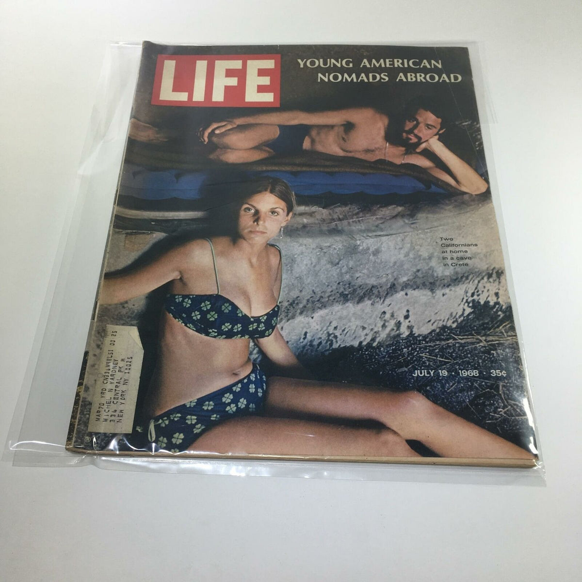 Vintage Life Magazine from July 19, 1968 featuring the cover story 'Young American Nomads Abroad', showcasing two young individuals in casual attire, highlighting 1960s youth culture and travel.