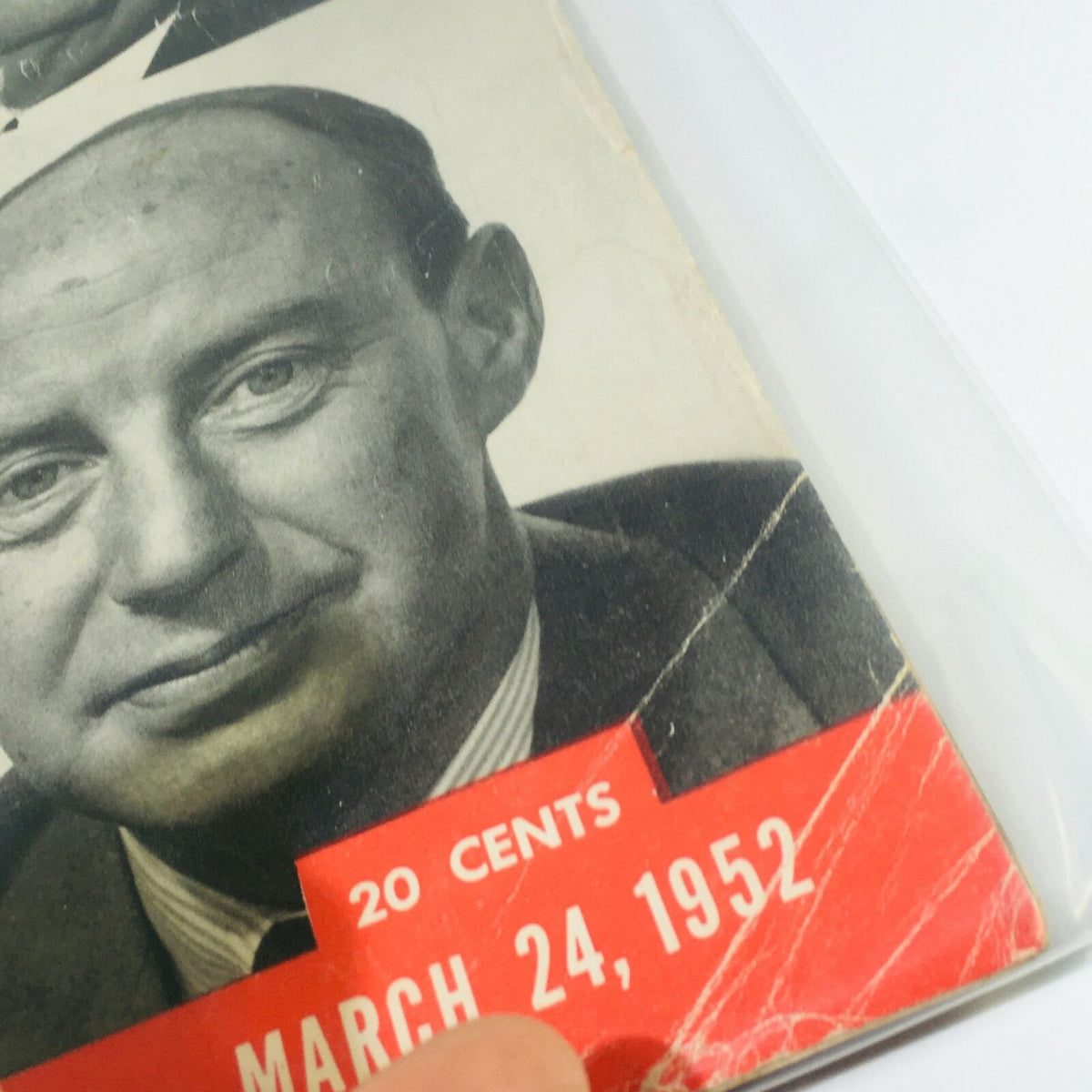 Cover of the vintage Life Magazine dated March 24, 1952, featuring a portrait of a man alongside a bold red banner stating '20 cents' and the date.
