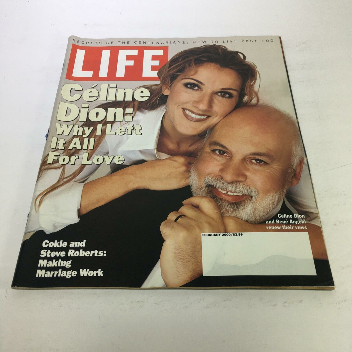 Cover of Life Magazine February 2000 featuring Celine Dion with the headline 'Why I Left It All For Love', showcasing her and René Angélil.