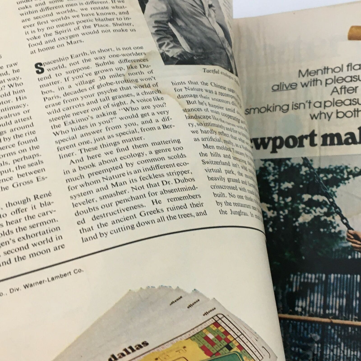 An interior page from the VTG Life Magazine September 15 1972, discussing ecological themes and features, providing context to the era's issues.