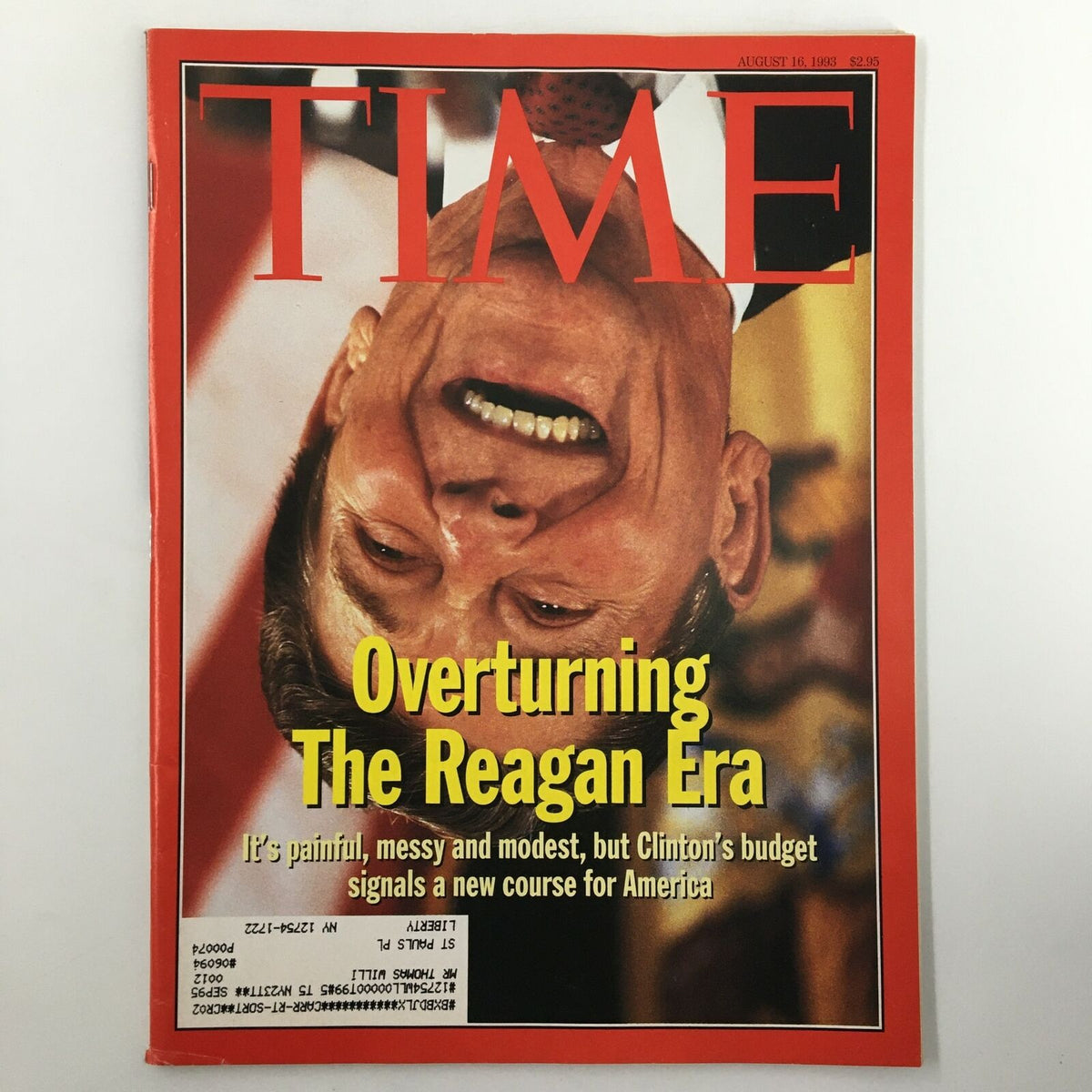 Time Magazine August 13 1993 cover featuring the headline 'Overturning The Reagan Era'. The cover highlights a pivotal moment in American political history, showing significant transformations following Ronald Reagan's presidency. This iconic issue offers insights into the political landscape of the early 1990s.
