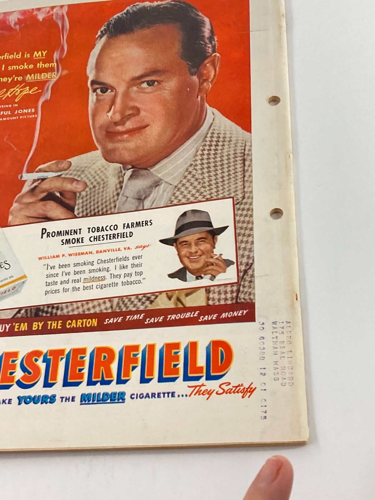 Vintage advertisement from the June 13, 1949 issue of Time Magazine featuring a man in a checked suit holding a cigarette, promoting Chesterfield cigarettes, within the context of the royal-themed issue showcasing Princess Margaret.