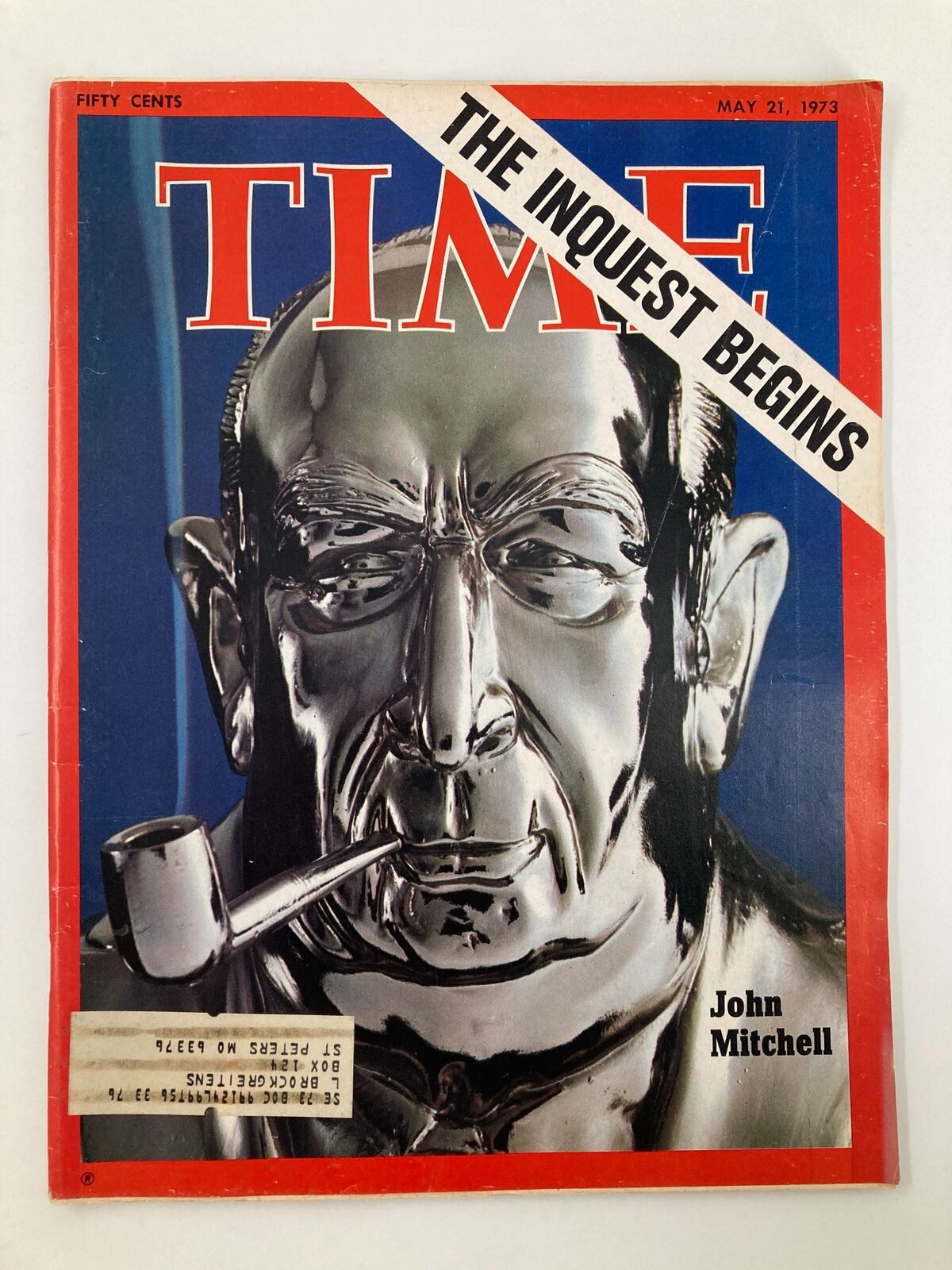 VTG Time Magazine May 21 1973 featuring John Mitchell on the cover with the headline 'THE INQUEST BEGINS'.