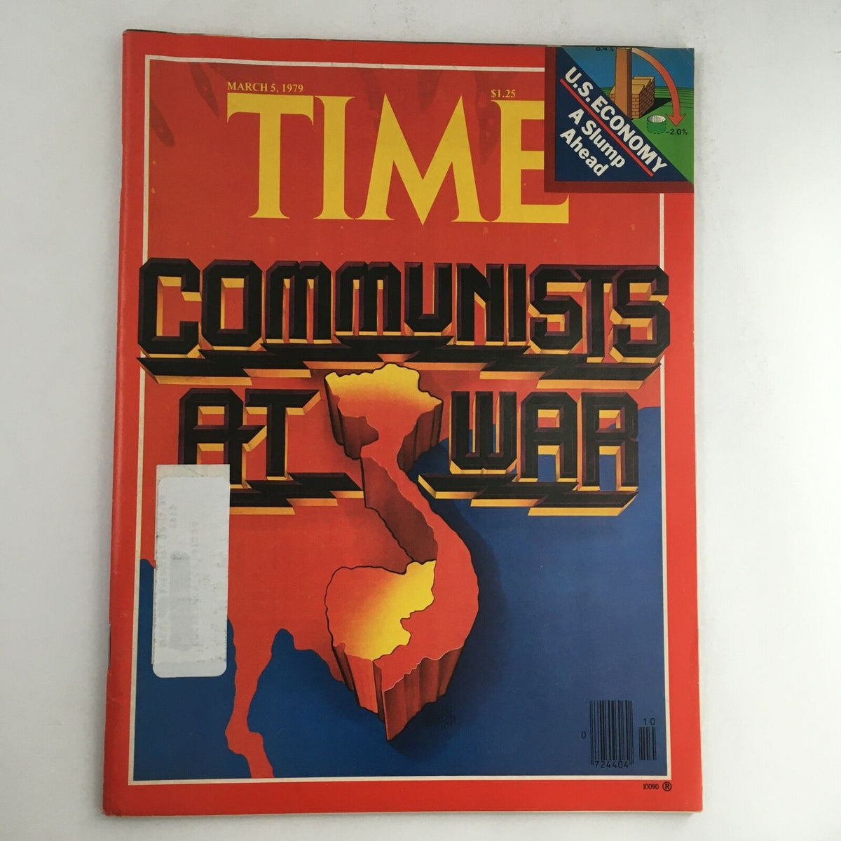 Cover of Time Magazine from March 5, 1979, featuring the headline 'Communists at War' and an article on the U.S. economy with the note 'A Slump Ahead'. The magazine displays a vibrant design with a map of Southeast Asia.