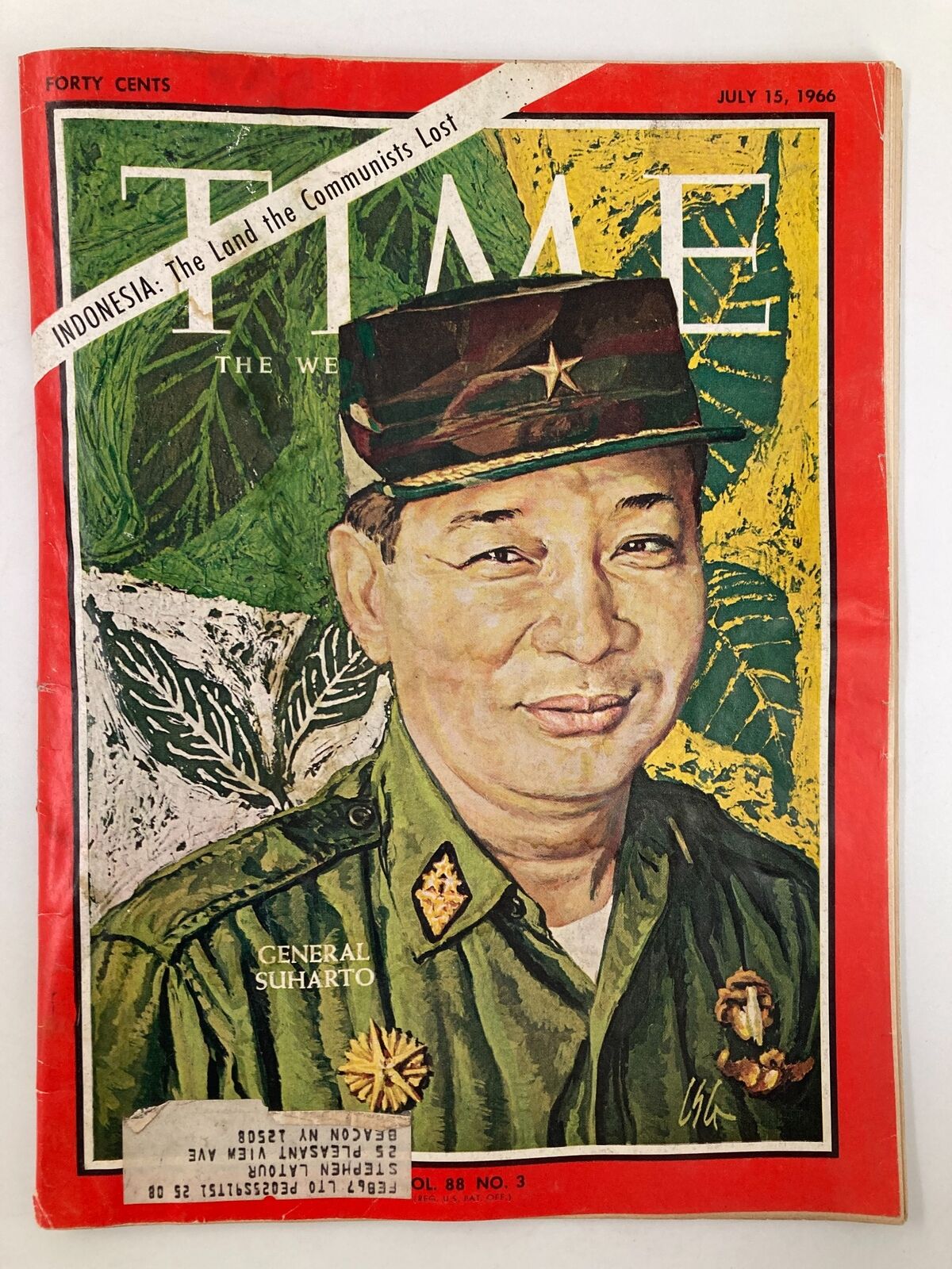 VTG Time Magazine July 15 1966 featuring General Suharto of Indonesia on the cover, depicting historical political significance and cultural narratives from the mid-20th century.
