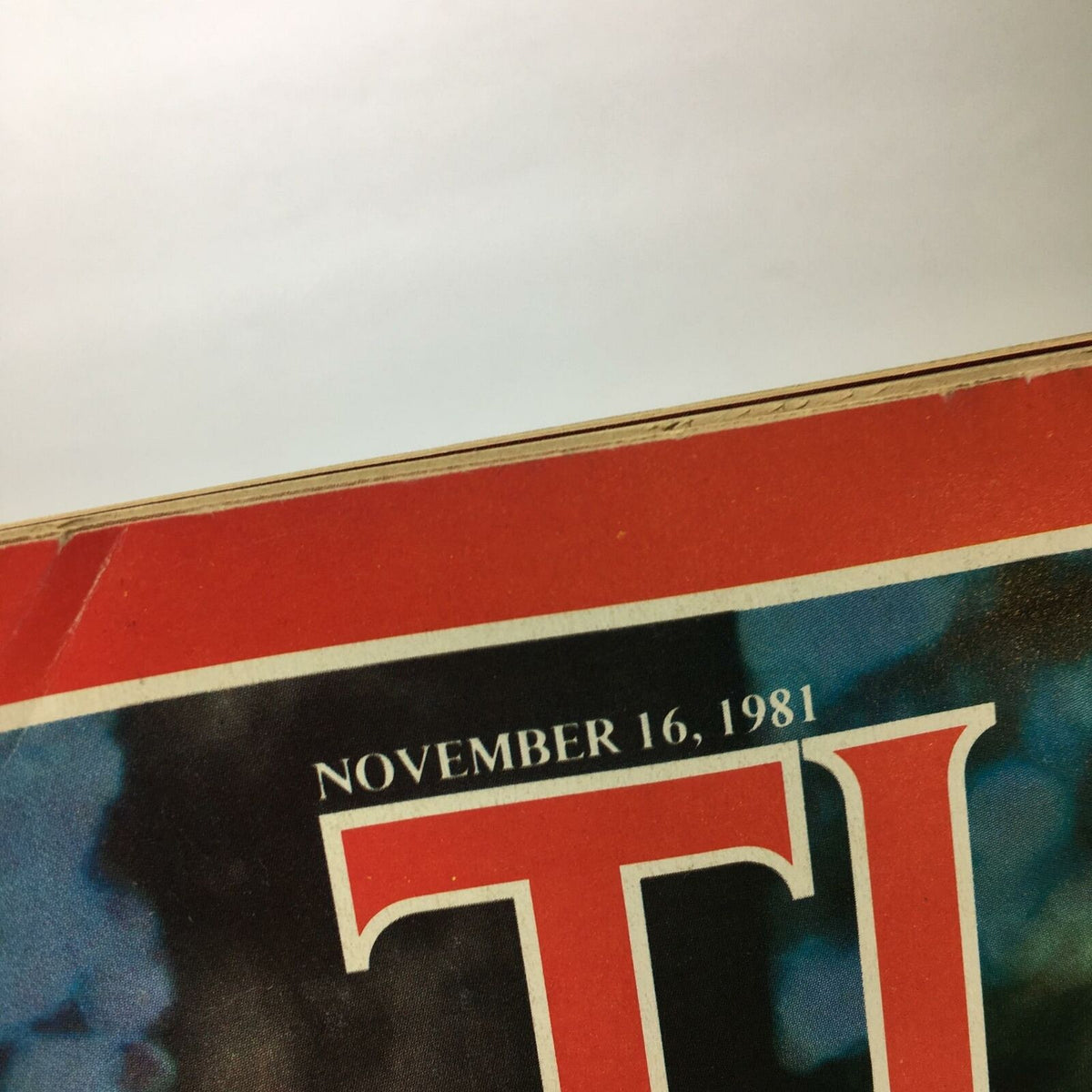 Top corner of Time Magazine dated November 16, 1981 showcasing issue details, part of the Golden Oldies edition featuring Hepburn and Fonda.