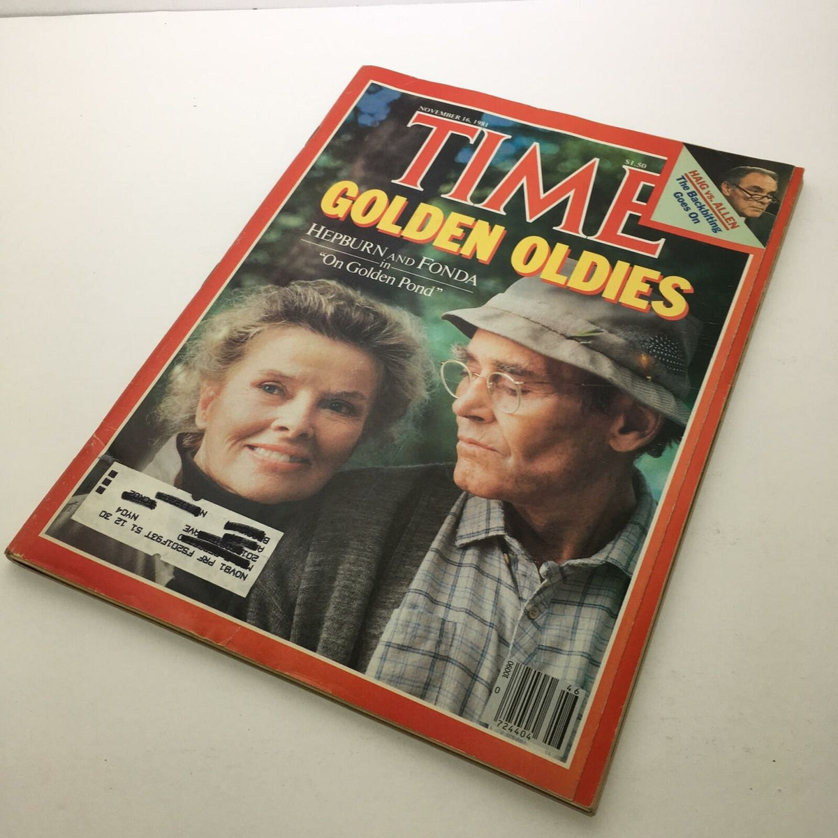 Front cover of Time Magazine November 16, 1981 featuring Katherine Hepburn and Jane Fonda in the Golden Oldies edition, celebrating classic cinema and iconic film figures.