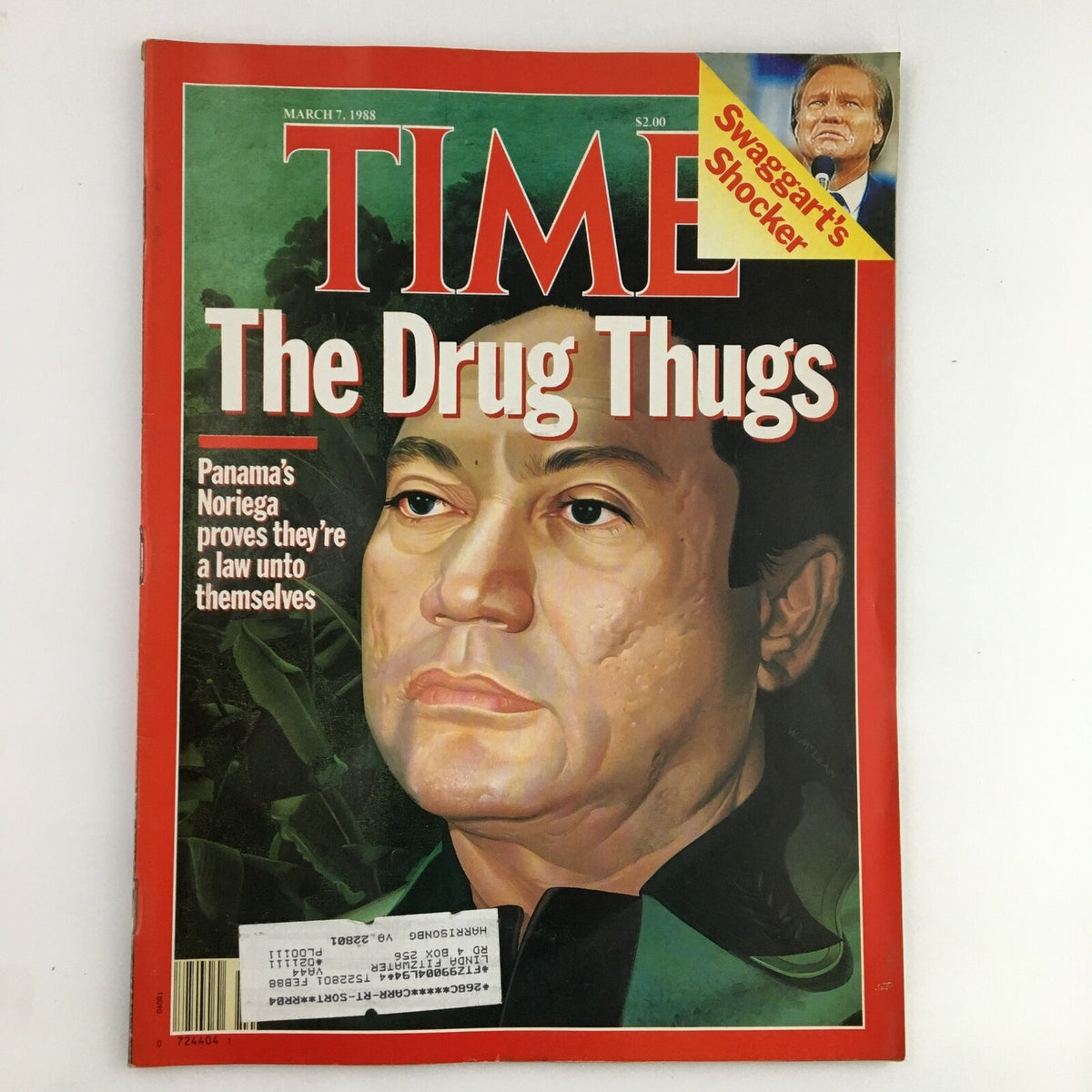 Cover of Time Magazine March 7 1988 featuring Manuel Noriega with a headline 'The Drug Thugs', highlighting the political controversies surrounding Panama's leader.