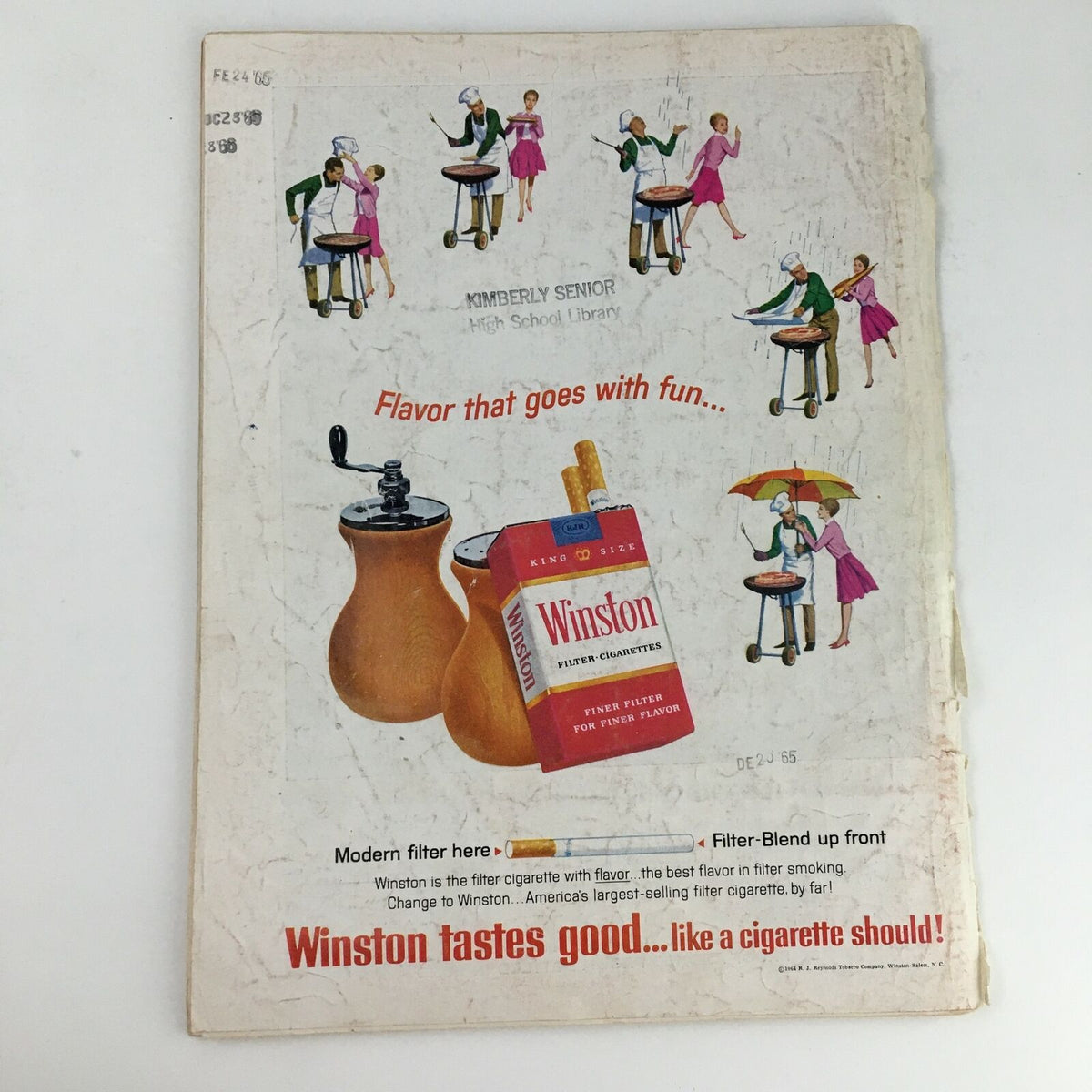 Back cover of Time Magazine September 18 1964 featuring an advertisement for Winston cigarettes, showcasing a colorful vintage illustration and branding.