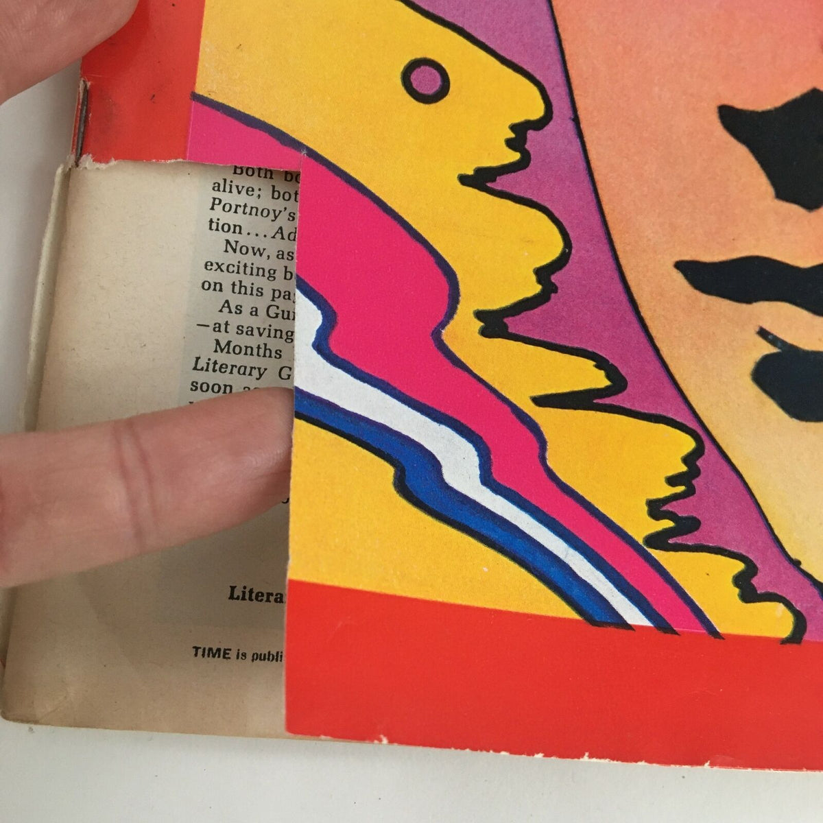 Close-up of Time Magazine June 27 1969 Volume 93 No. 26 cover showing colorful graphics and edge detail, featuring the headline 'Is Prince Charles Necessary?'. This image highlights minor wear on the magazine, indicative of its vintage nature.