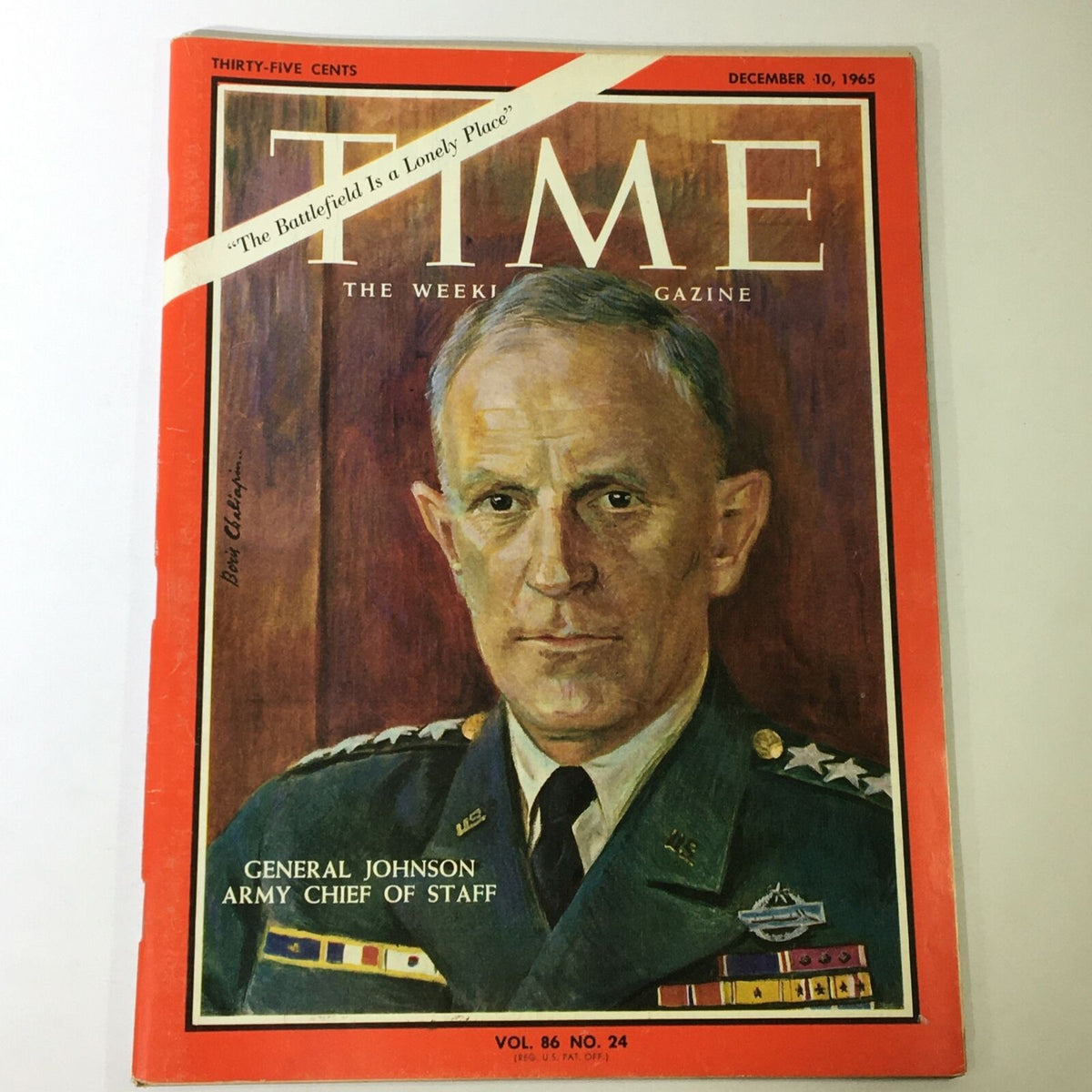 VTG Time Magazine December 10 1965 featuring General Harold Keith Johnson, Army Chief of Staff, highlighting a pivotal moment in American history with a portrait cover.