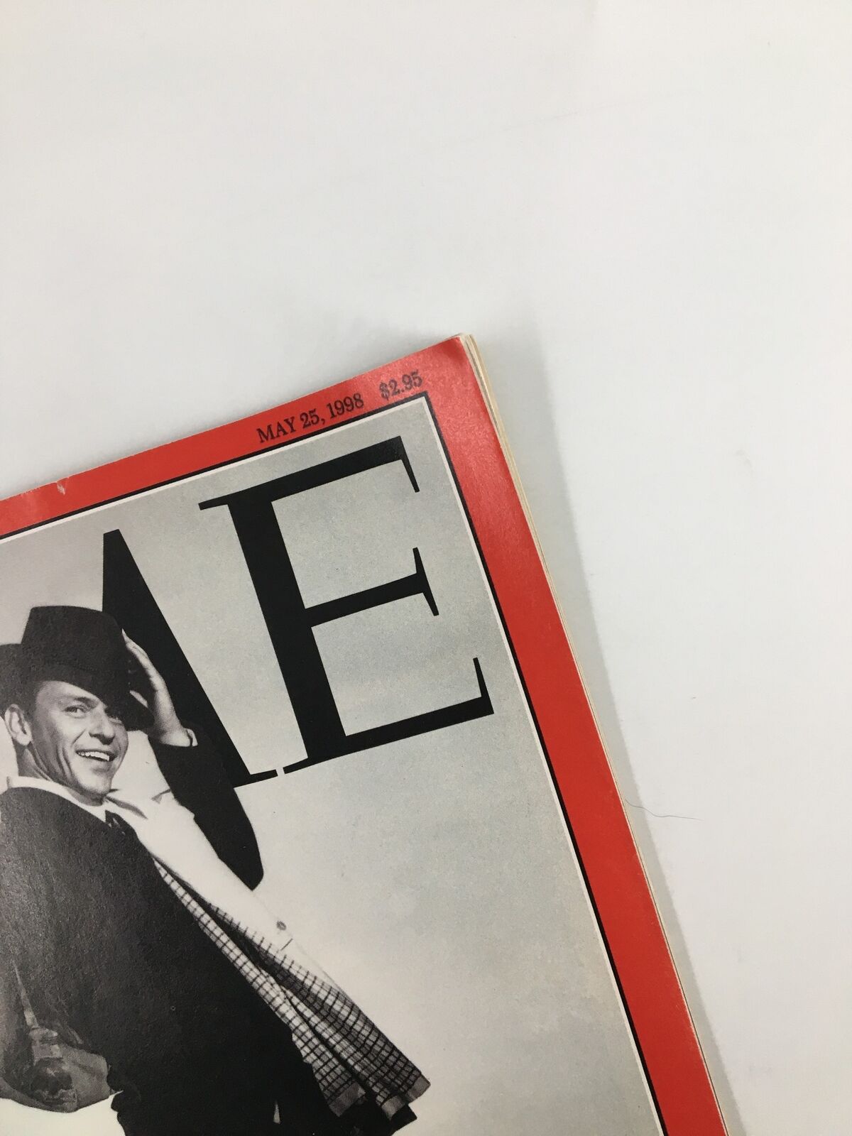 Cover of VTG Time Magazine dated May 25, 1998, featuring a tribute to Frank Albert Sinatra with a black and white photo, showcasing his iconic style and charm.