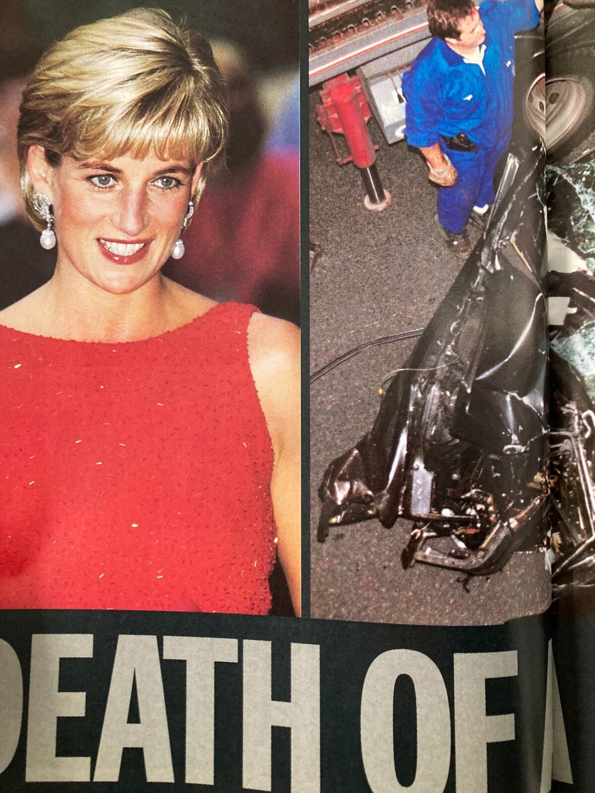 Time Magazine September 8, 1997 cover showcasing Diana, Princess of Wales with a smile, alongside an image related to the tragic events of her death.