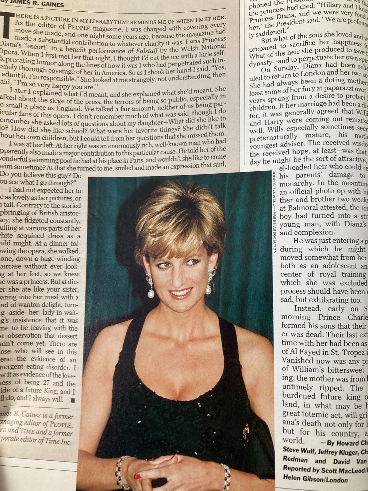 Time Magazine cover featuring Diana, Princess of Wales, from September 8, 1997, celebrating her legacy and impact.