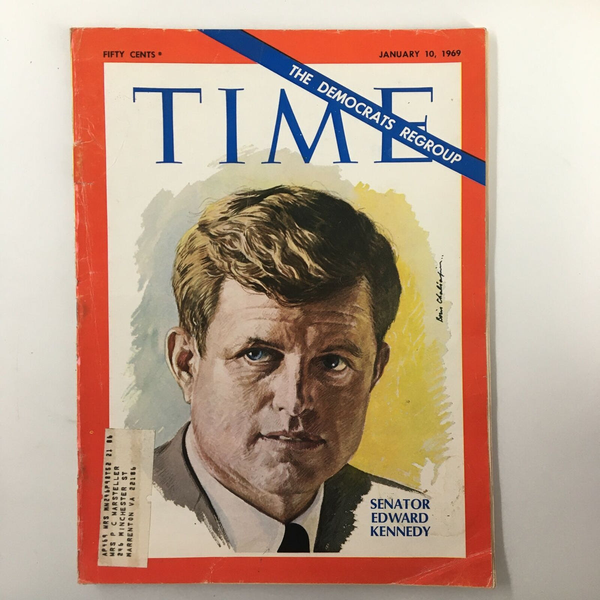 VTG Time Magazine January 10 1969 featuring Senator Edward Kennedy on the cover with the headline 'The Democrats Regroup', displaying significant historical context from the late 1960s.