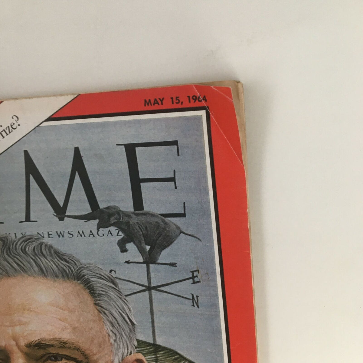 Close-up view of Time Magazine May 15, 1964 issue, showcasing the cover with Henry Cabot Lodge and a political theme related to the Republicans.