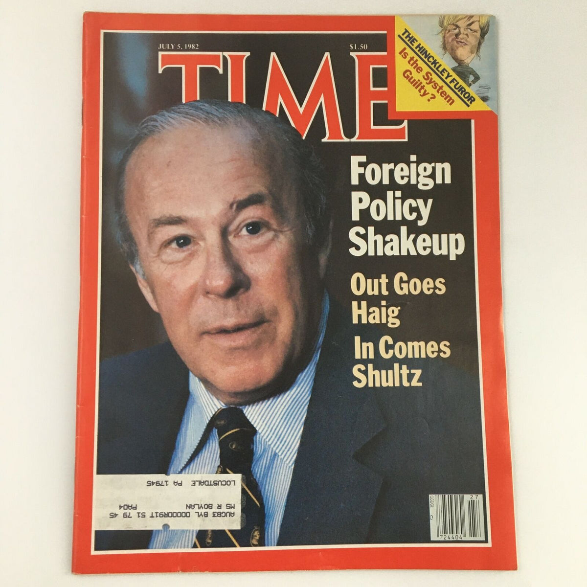 Vintage Time Magazine July 5 1982 George Shultz Cover and The Hinckley Furor Feature