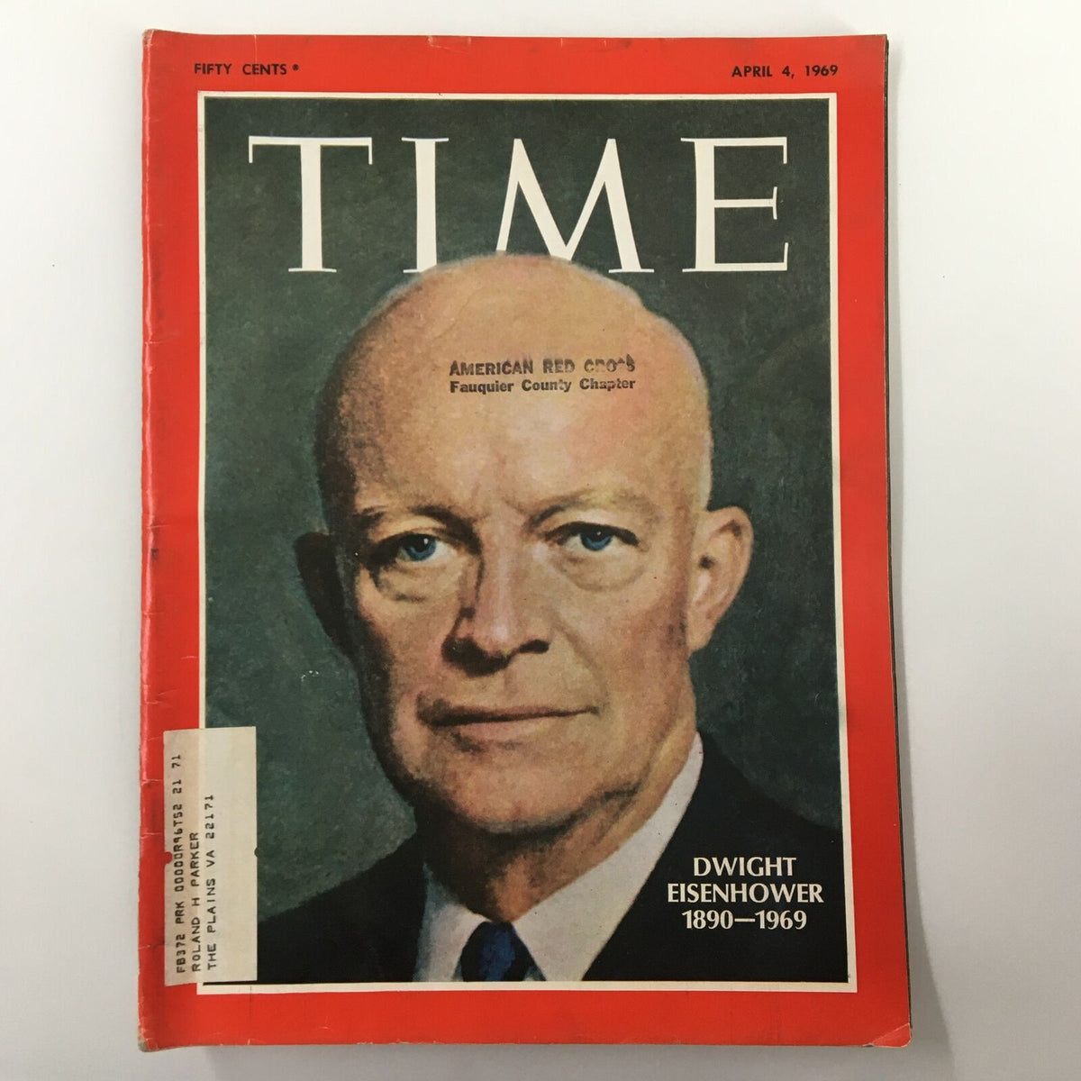 Cover of VTG Time Magazine dated April 4, 1969, featuring Dwight 'Ike' Eisenhower, highlighting his impact on American history from 1890-1969.