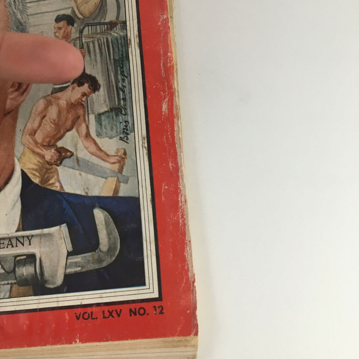 Detail of the Time Magazine cover from March 21, 1955, featuring George Meany with tools, symbolizing his impact on the labor movement and unionization in America.