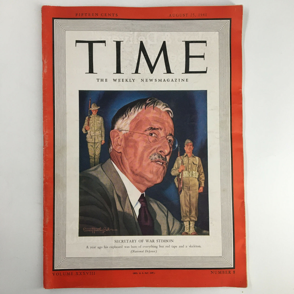 VTG Time Magazine August 25 1941 showcasing Secretary of War Henry Stimson, illustrating significant moments in history with a classic magazine design.