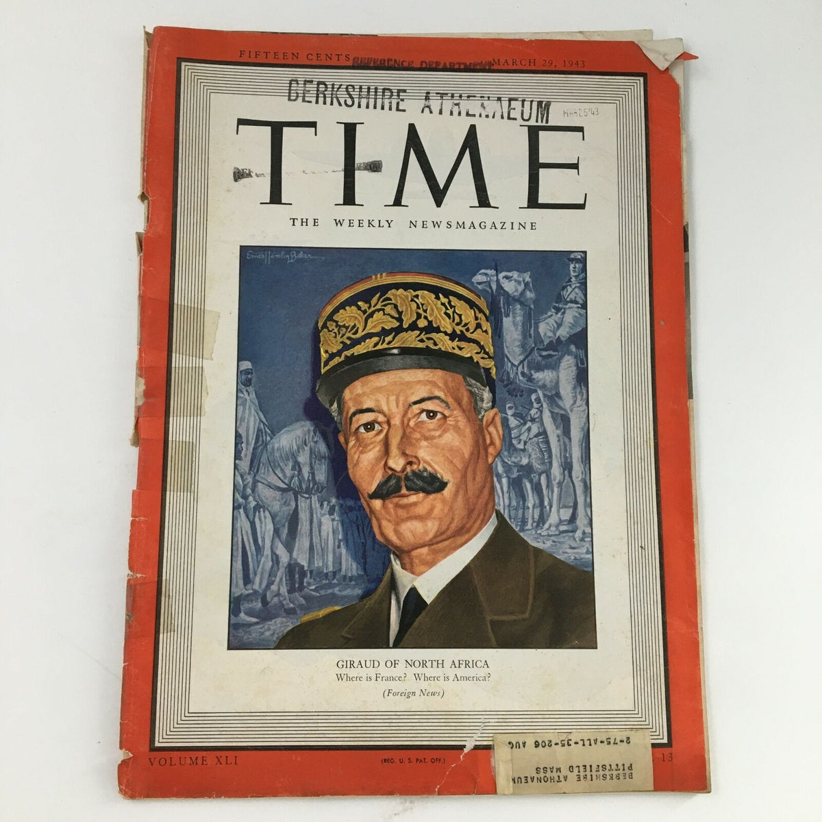 Cover of Time Magazine March 29 1943 featuring French General Henri Honoré Giraud, showcasing World War II history and notable events.
