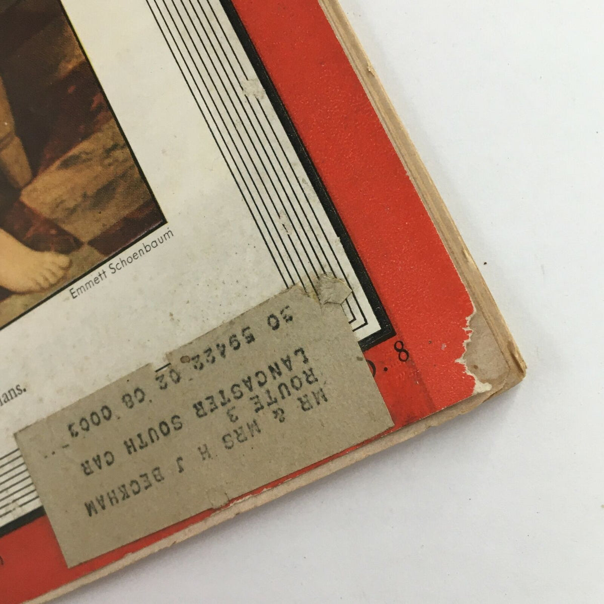 Back corner of Time Magazine August 23 1948 featuring Betty Grable, showing an address label and magazine wear.
