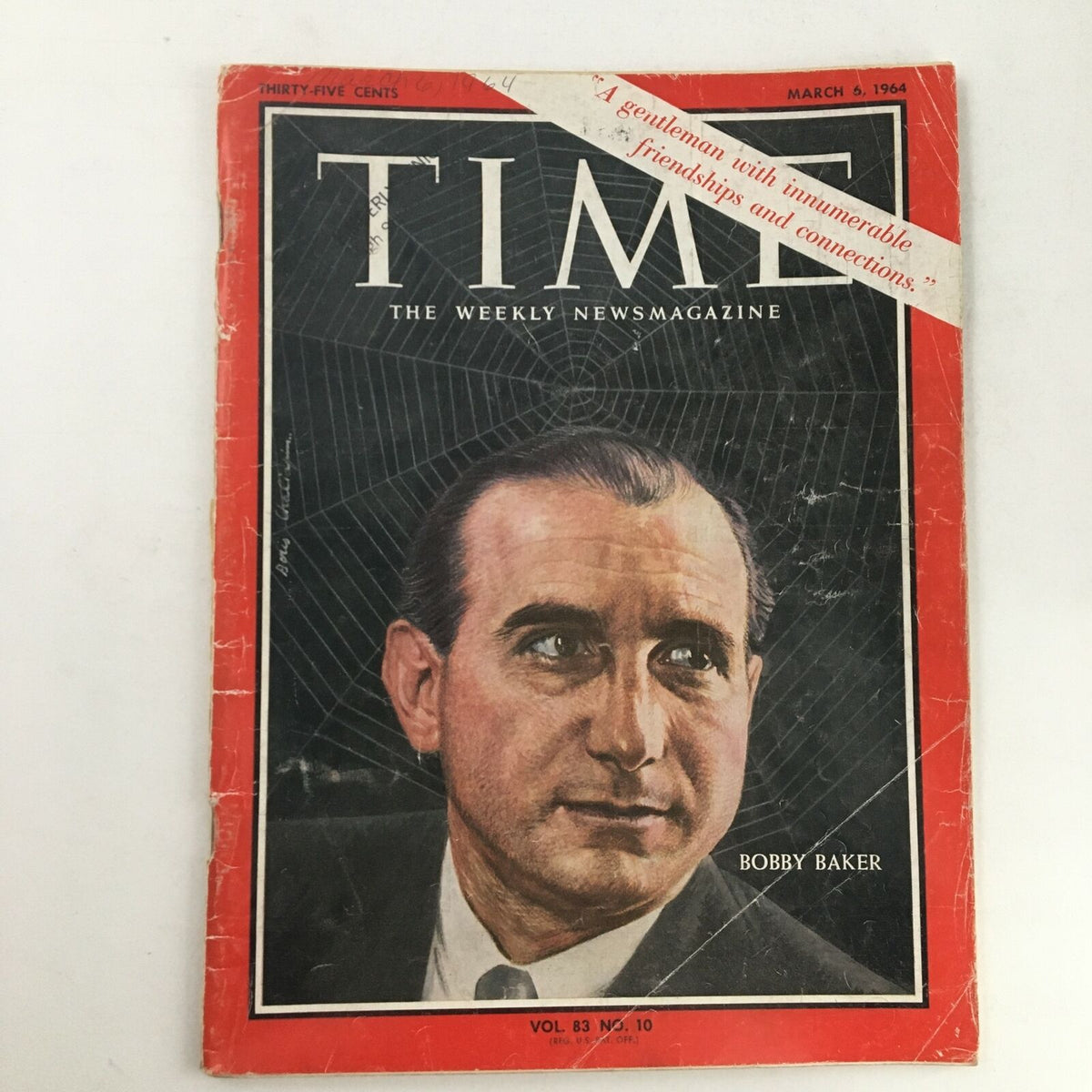 Cover of Time Magazine March 6, 1964, Volume 83 #10 featuring political adviser Bobby Baker with a quote and vintage design.