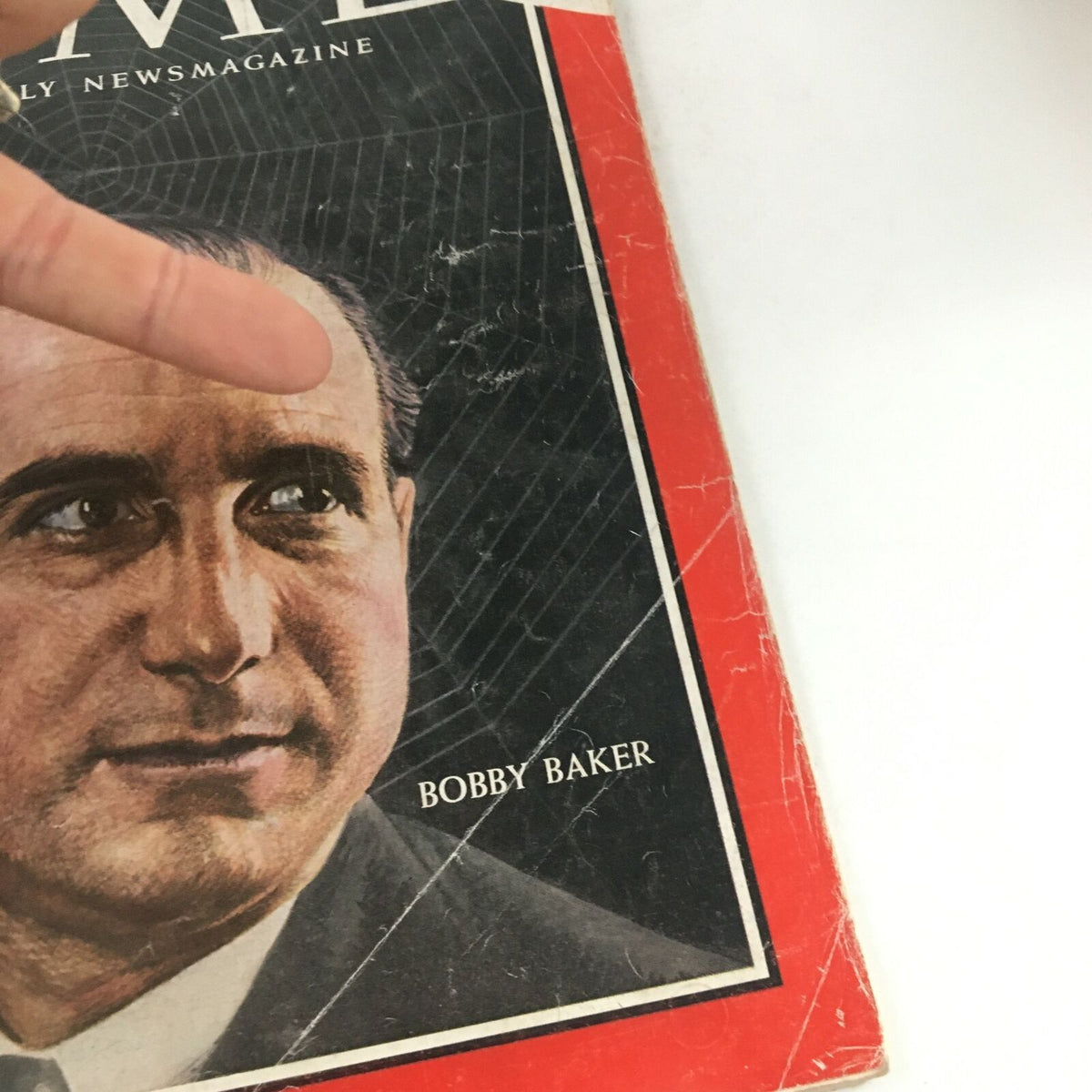 Time Magazine March 6, 1964 cover displaying Bobby Baker prominently with minor scrapes, indicating its vintage condition.
