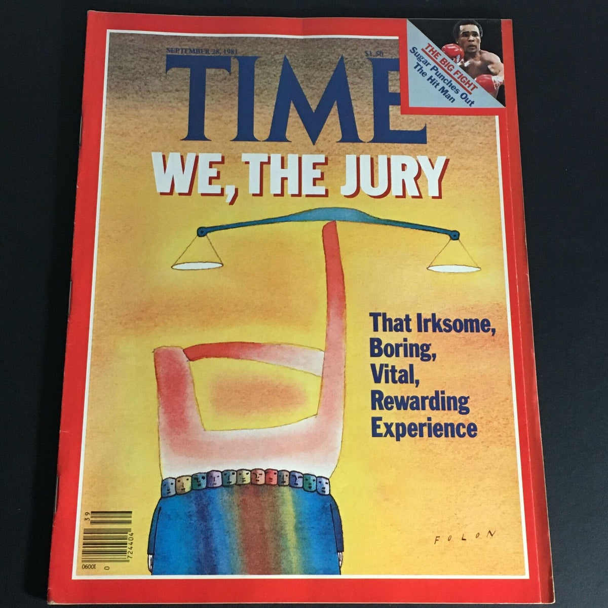 VTG Time Magazine September 28 1981 featuring artistic cover design related to jury service, titled 'We, The Jury', showcasing the cultural and judicial themes of the early 1980s.