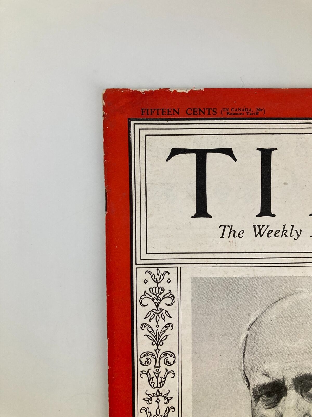 Close-up of VTG Time Magazine September 26 1932 Edition cover, focusing on the title and details featuring Edward Dickinson Duffield, emphasizing the magazine's vintage features.