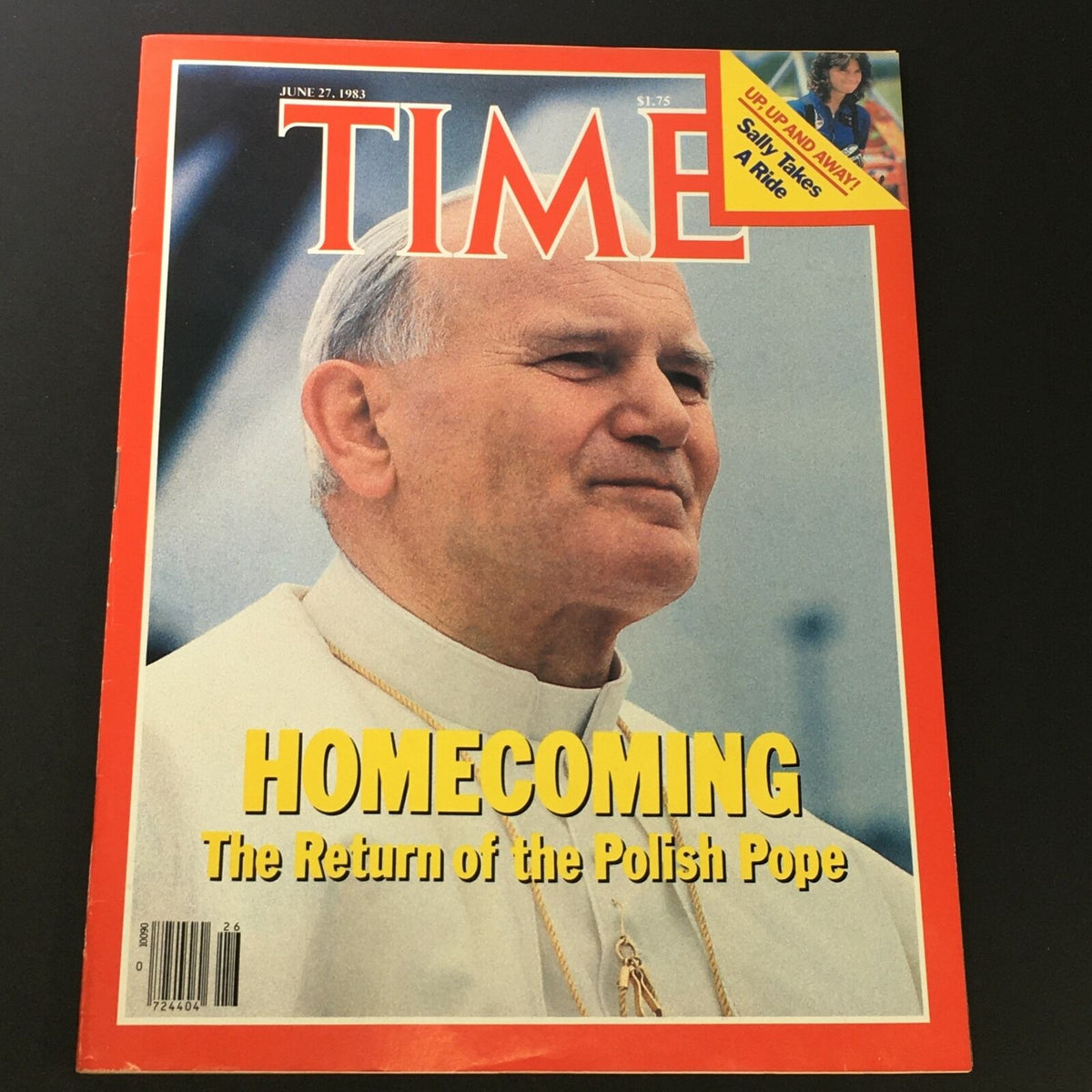 Vintage Time Magazine cover from June 27, 1983, featuring the title 'Homecoming: The Return of the Polish Pope' with an image of Pope John Paul II.