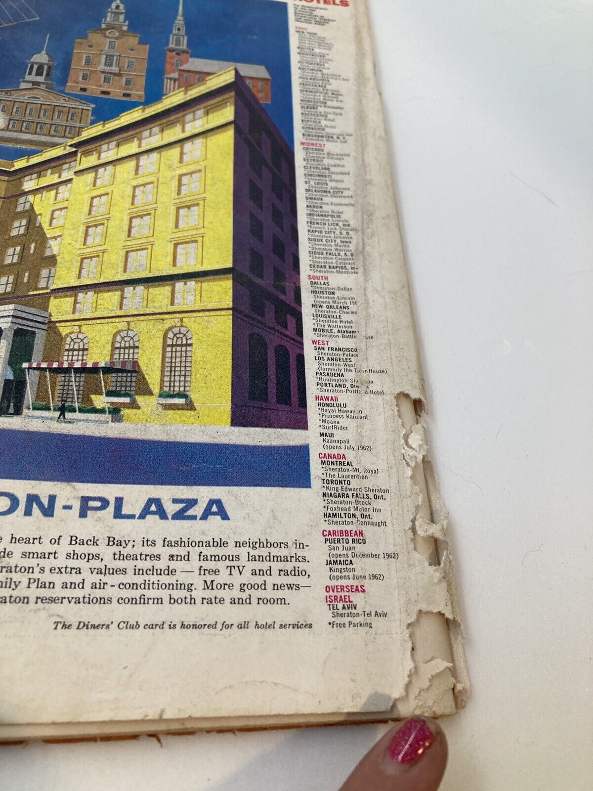 Interior page of Time Magazine September 15 1961 displaying a colorful advertisement for hotels, emphasizing the cultural context and design style of the early 1960s.