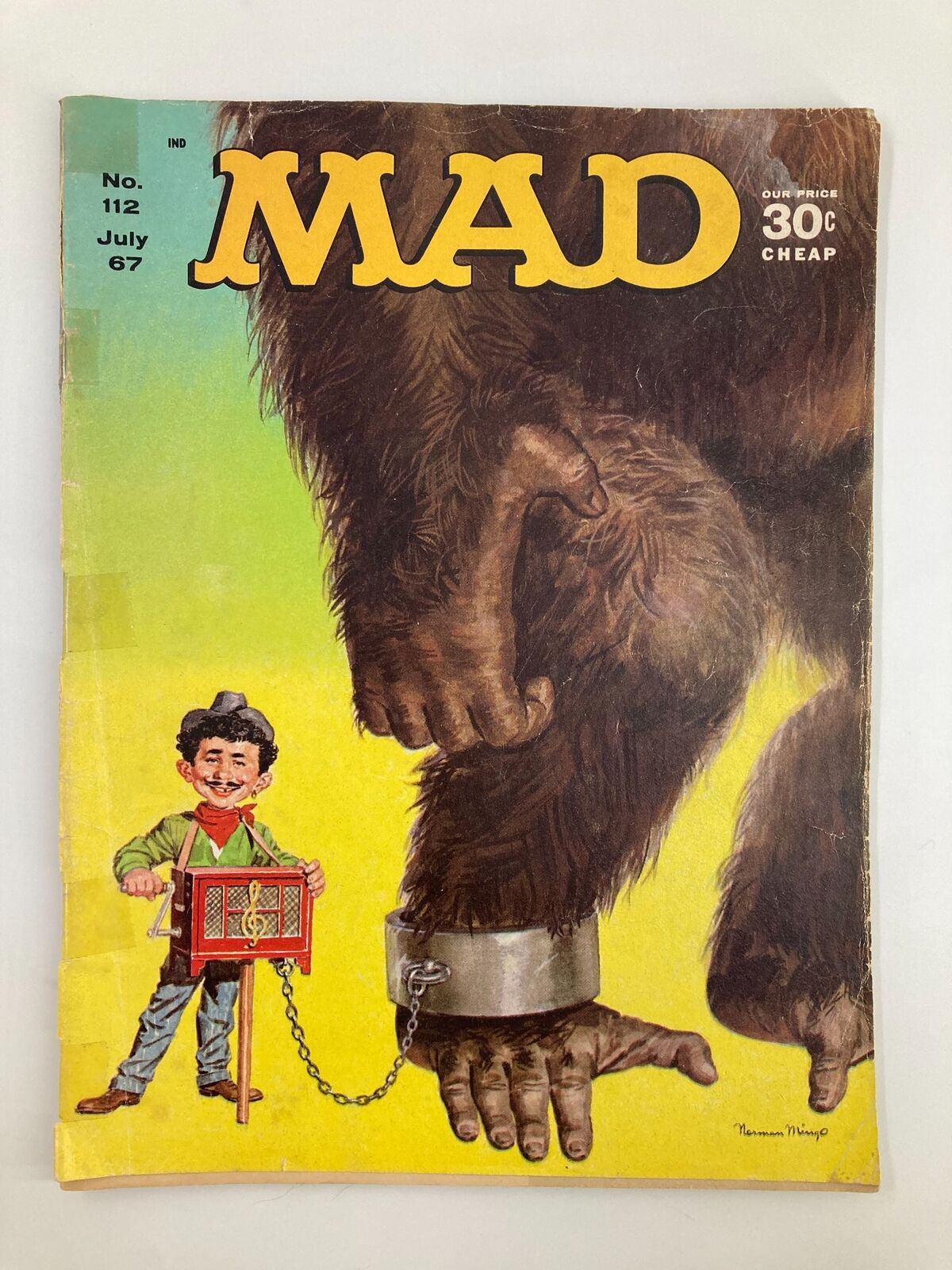 Mad Magazine July 1967 No. 112 featuring Alfred E. Neuman and the Giant Kong, showcasing vintage comic book art.