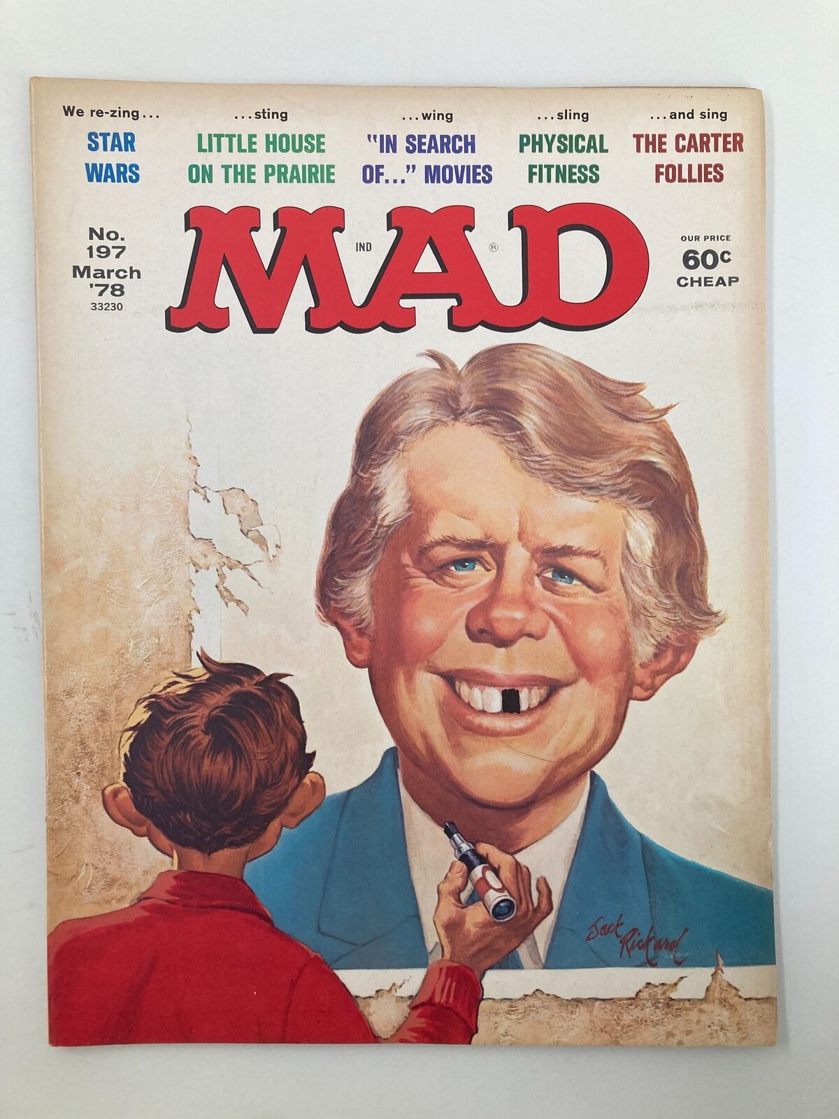 Cover of Mad Magazine March 1978 No. 197 featuring a satirical depiction of Jimmy Carter with a humorous illustration and the title 'The Jimmy Carter Follies'. Vintage collectible magazine showcasing 1970s political satire.