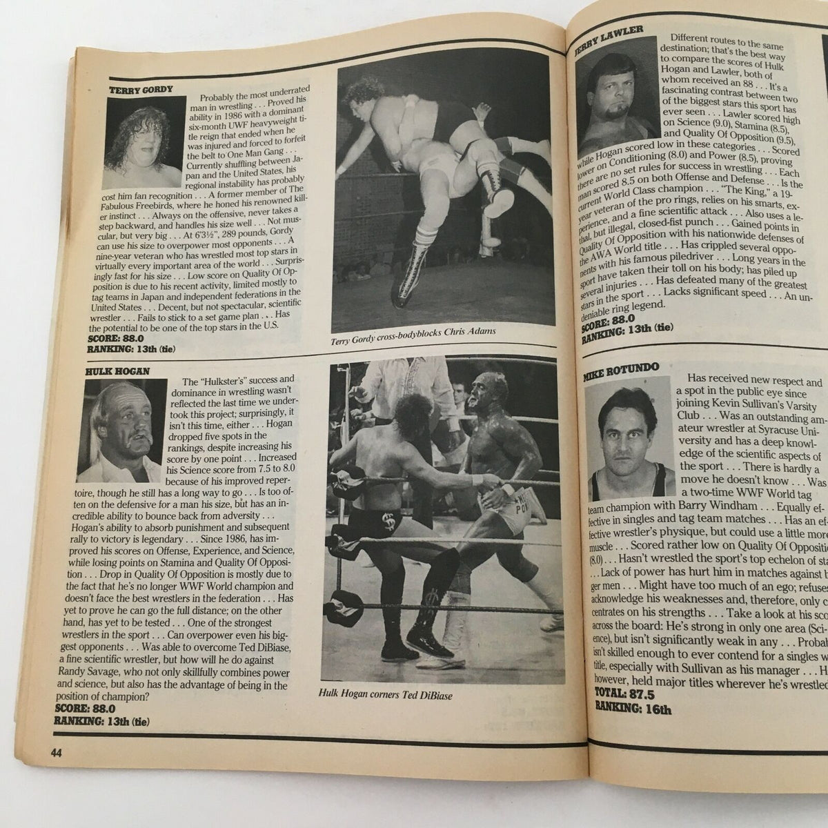 Profile page of Hulk Hogan in Wrestling Superstars Magazine Summer 1989, discussing his ranking and match against Ted DiBiase, part of the issue featuring Hulk Hogan vs Ted DiBiase & JJ Dillon.