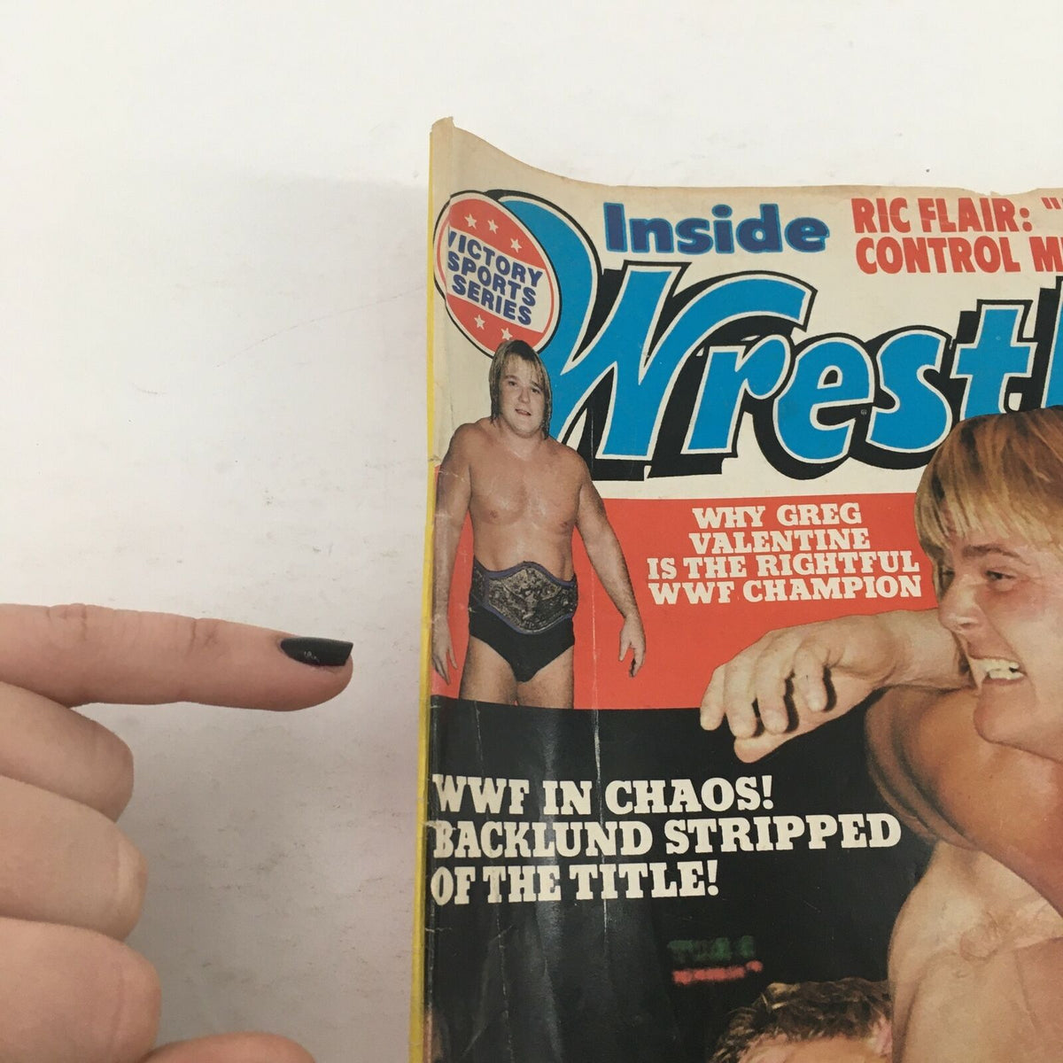 Cover of Inside Wrestling Magazine February 1982 highlighting Greg Valentine as the rightful WWF Champion, capturing the essence of wrestling history and drama.
