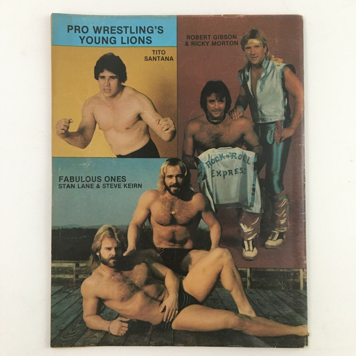 Wrestling Revue Magazine September 1984, cover page displaying Pro Wrestling's Young Lions, featuring popular wrestlers Tito Santana, Robert Gibson, and the Fabulous Ones.
