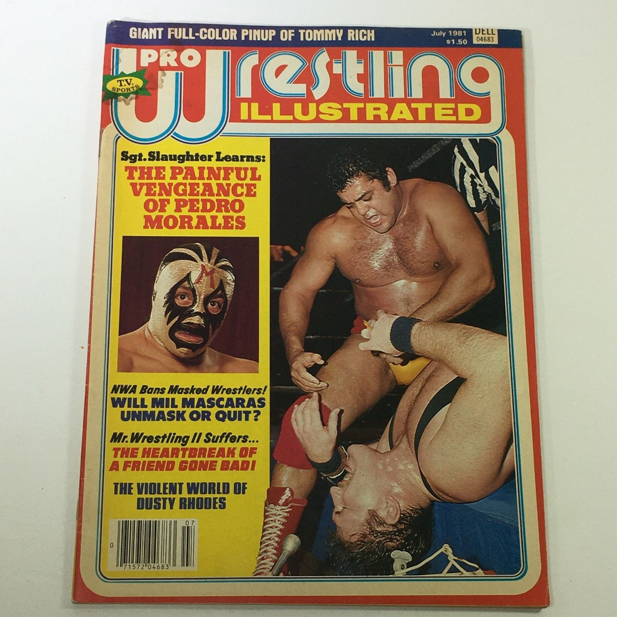 Cover of Pro Wrestling Illustrated Magazine July 1981 featuring Pedro Morales and Mil Mascaras, highlighting wrestling events and stories from that era.