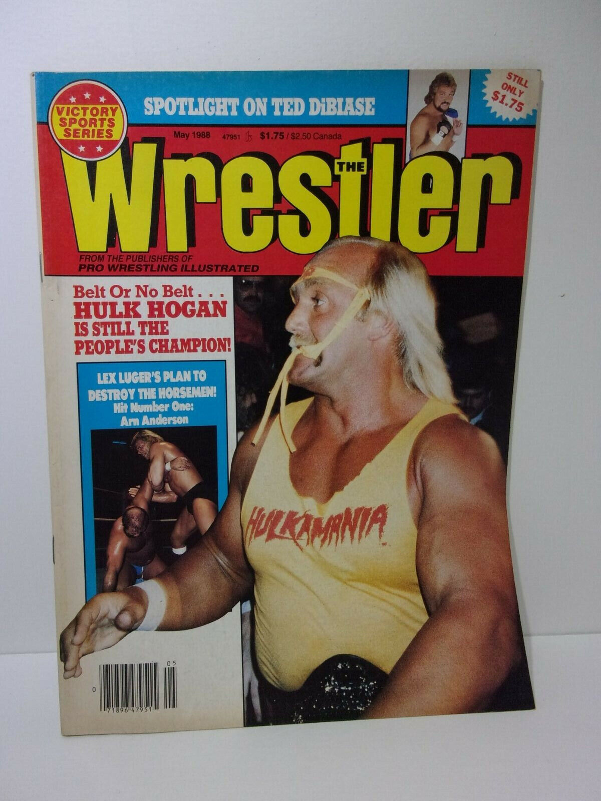 Cover of The Wrestler magazine from May 1988 featuring Hulk Hogan. The magazine highlights Hulk Hogan as the People's Champion and includes a spotlight on Ted DiBiase.