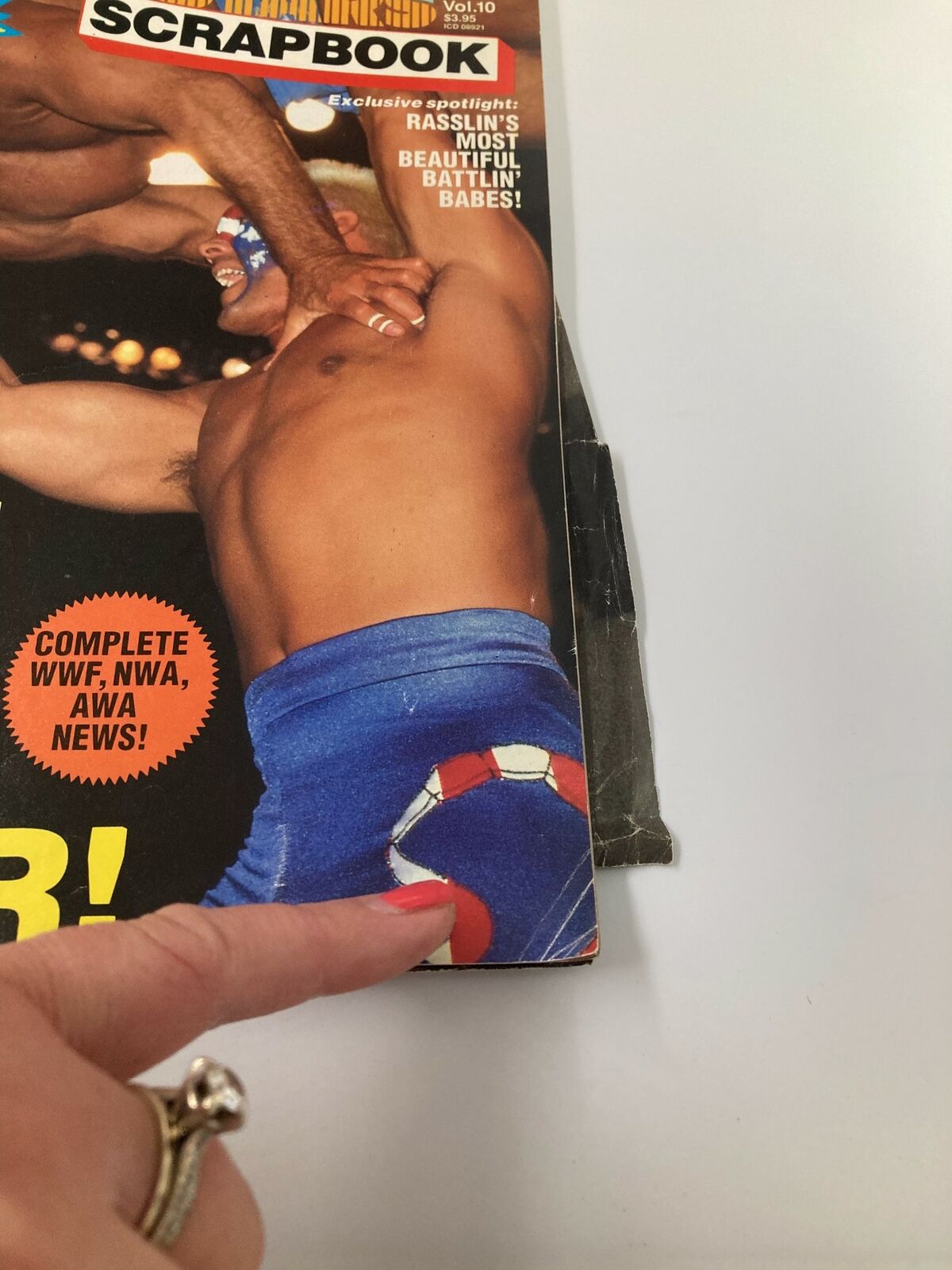 Close-up of Wrestling All Stars Scrapbook 1990 #10 cover highlighting Sting and Ric Flair, with a focus on the vibrant artwork and magazine details.