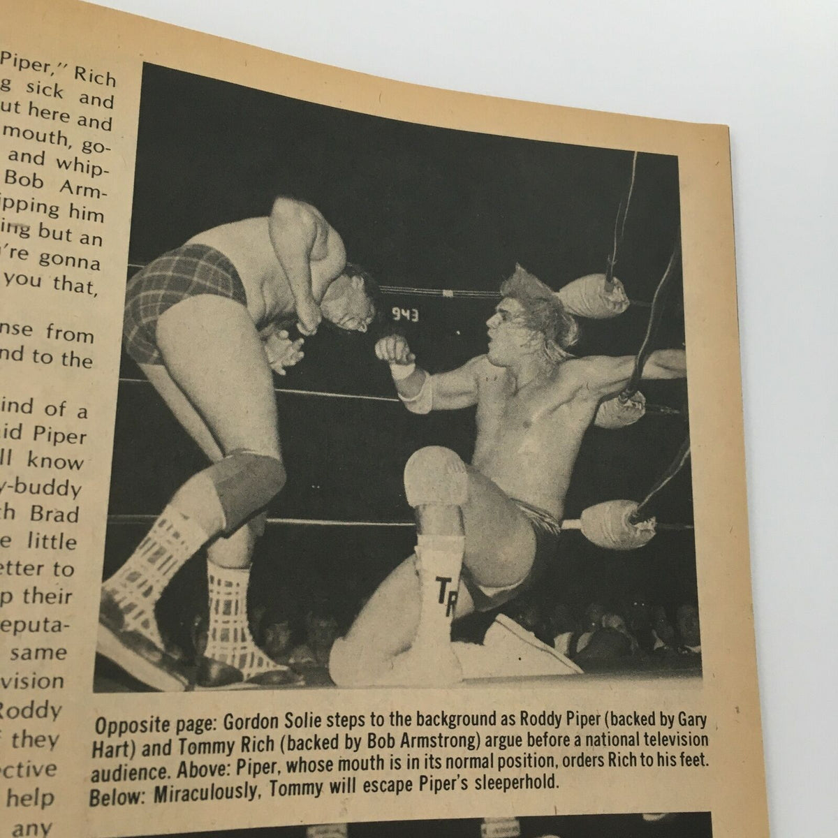 Sports Review Wrestling Magazine August 1982 showcasing Roddy Piper and Tommy Rich in action, illustrating the dynamic storytelling and rivalries in early 1980s wrestling.