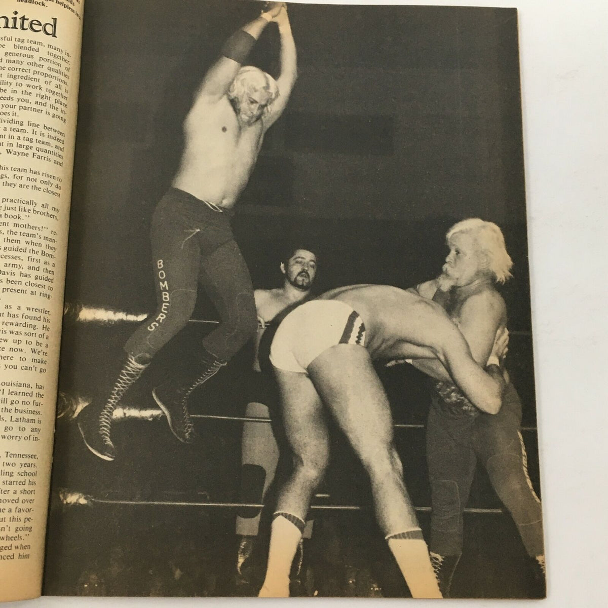 Action shot from The Ring's Wrestling Magazine April 1980 Vol 17 #2 depicting wrestlers engaging in a dramatic match, capturing the excitement of professional wrestling.