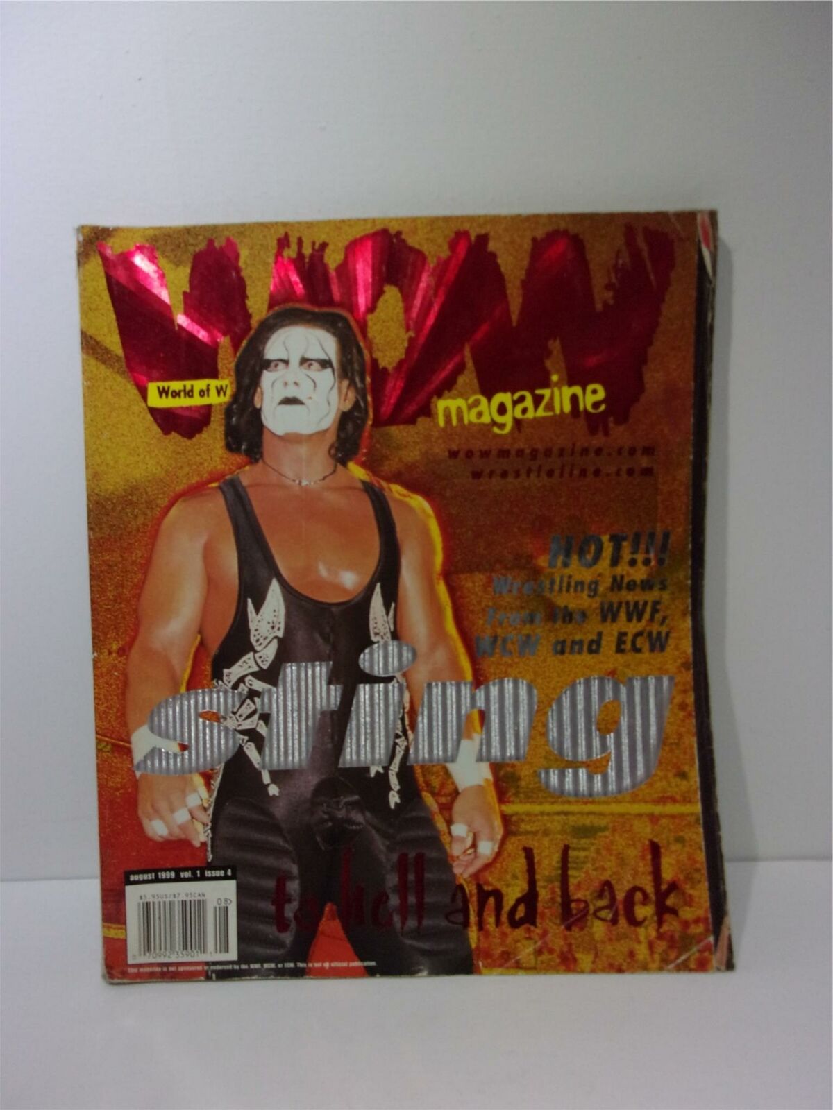 Cover of World of Wrestling WOW Magazine featuring Sting, highlighting the theme 'To Hell and Back', with a vibrant design and wrestling imagery.