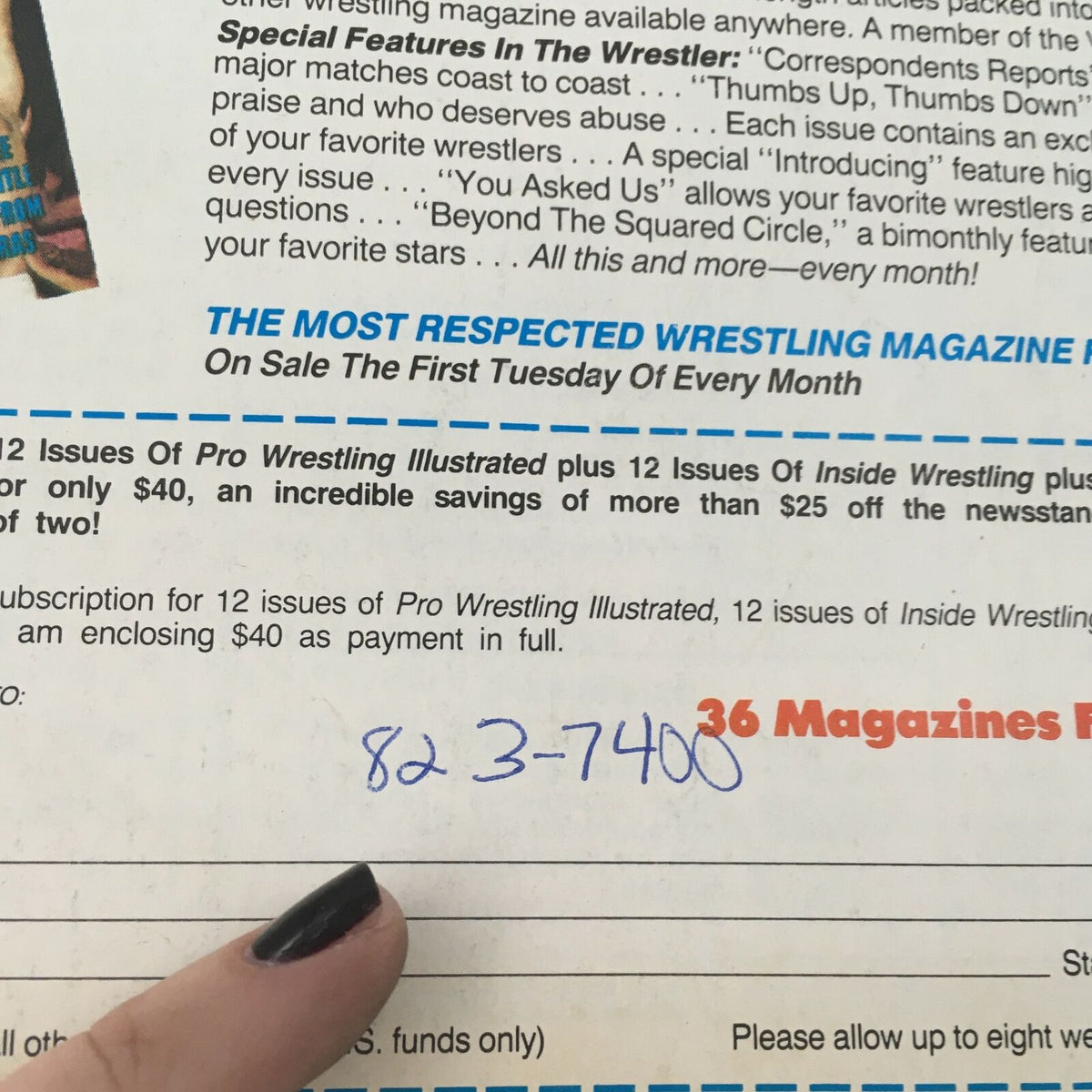 Close-up of the subscription advertisement in Wrestling Superstars Magazine Summer 1985, highlighting special offers for wrestling magazine bundles.