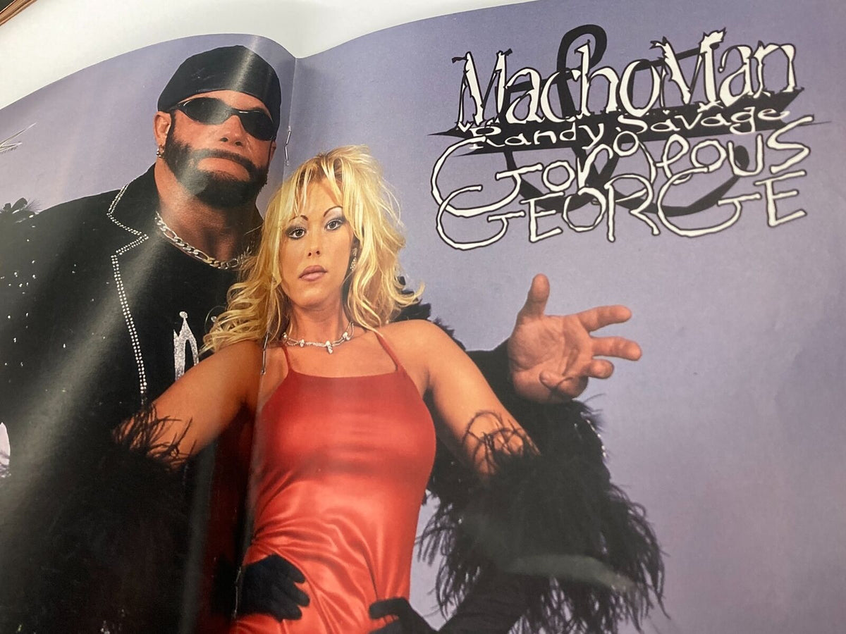 A striking page showcasing Randy Savage and Gorgeous George in WCW Magazine Issue 51, June 1999, emphasizing their iconic partnership, includes the title 'WCW Magazine Issue 51 June 1999 Randy Savage & Gorgeous George'.