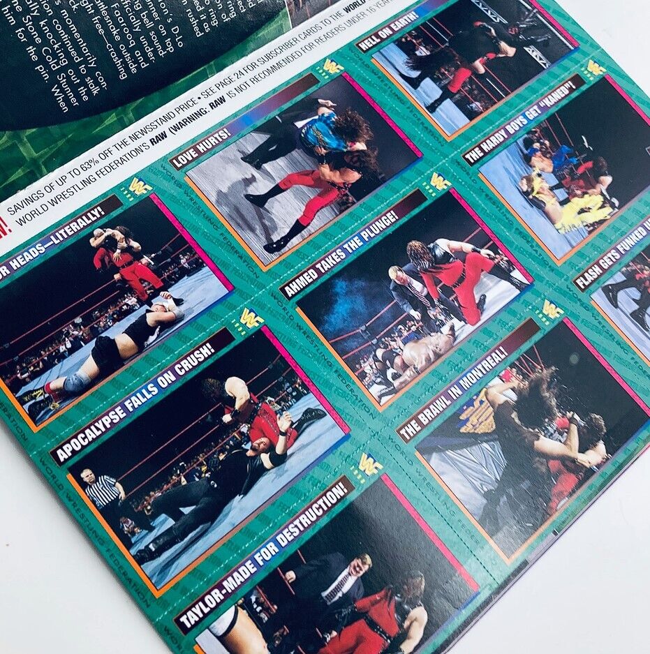 Inside page of WWF World Wrestling Federation Magazine March 1998 displaying various action shots from wrestling matches, highlighting key moments from the era.