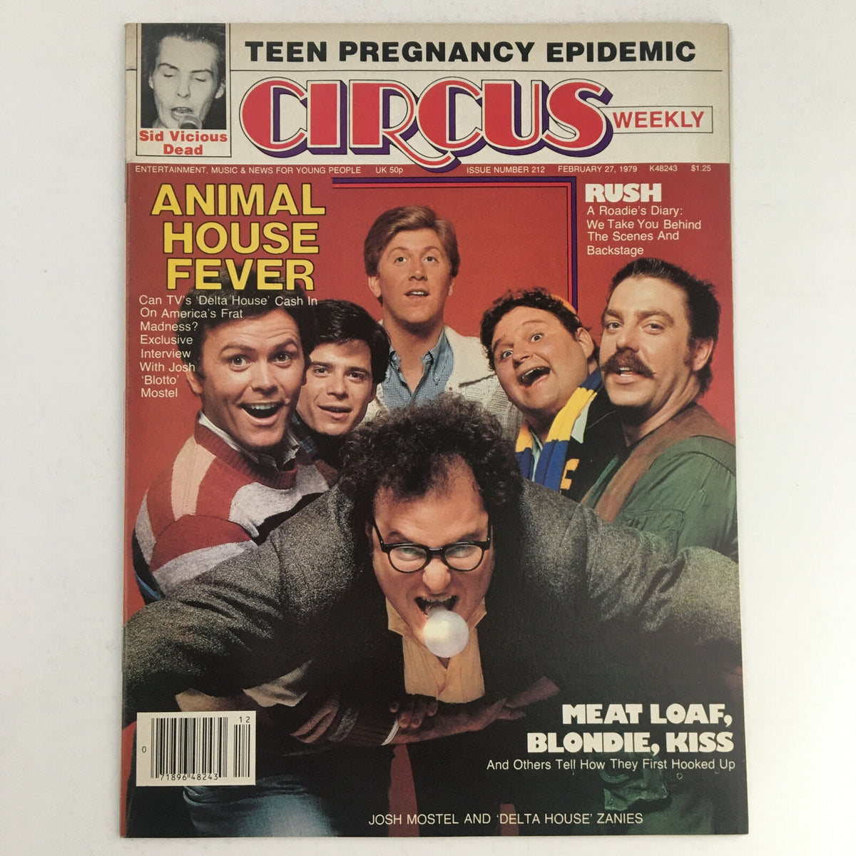 Circus Magazine February 27, 1979 cover featuring Josh Mostel and members of the Delta House Zanies, highlighting comedy and pop culture from the late 70s.