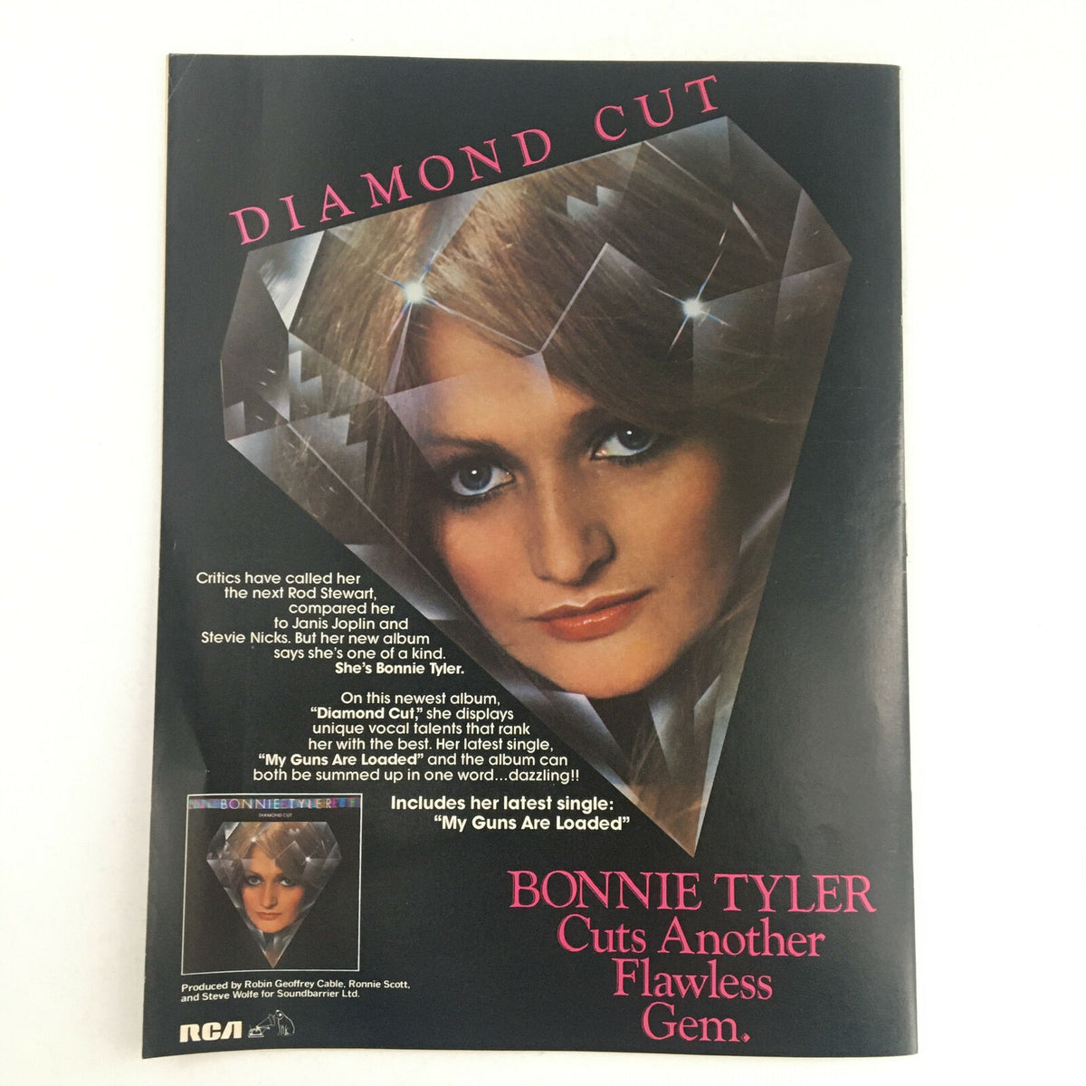Advertisement in Circus Magazine February 27, 1979 for Bonnie Tyler's album 'Diamond Cut,' promoting her unique vocal talents and latest single.